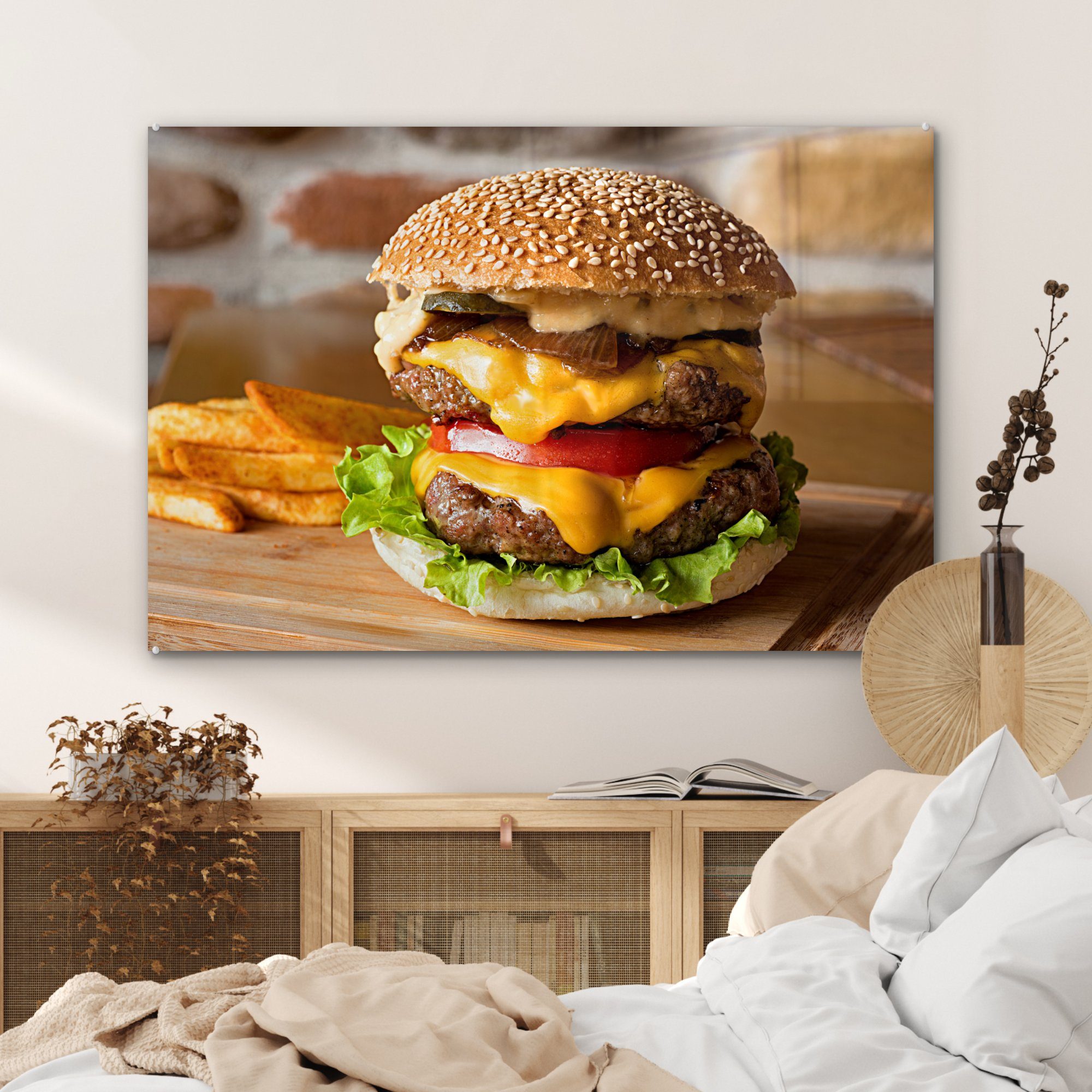 Pommes Schlafzimmer (1 MuchoWow mit Fastfood-Burger frites, Wohnzimmer & St), Acrylglasbilder Acrylglasbild