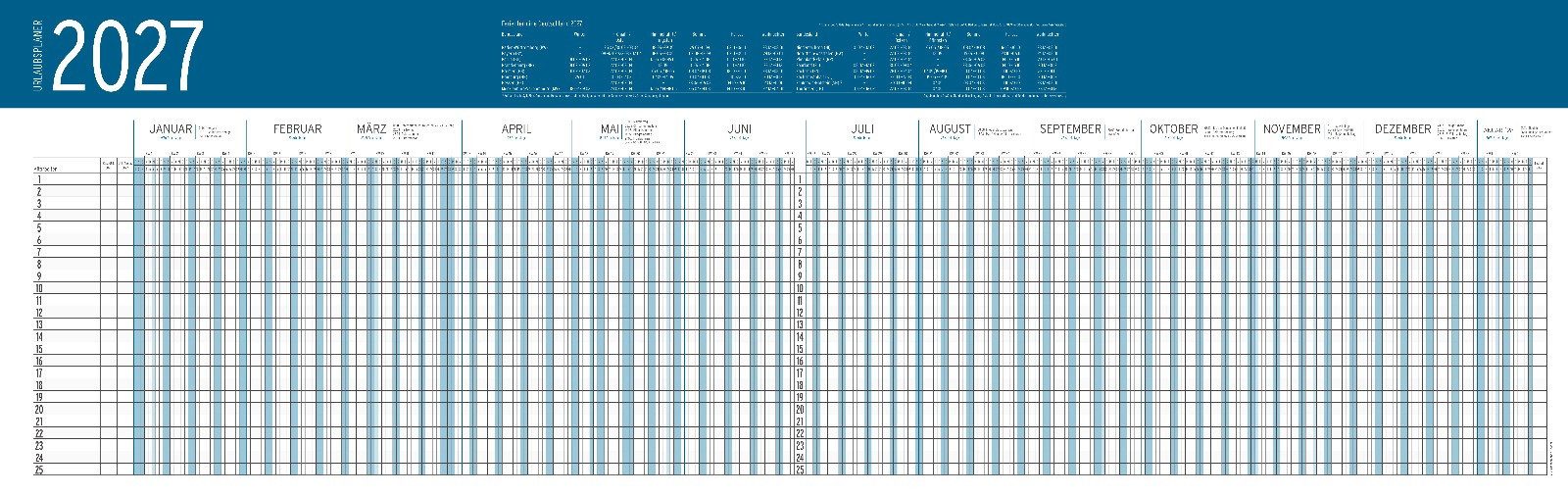 Anschütz Posterkalender XXL Urlaubsplaner 2027 – Bild 2 von 4