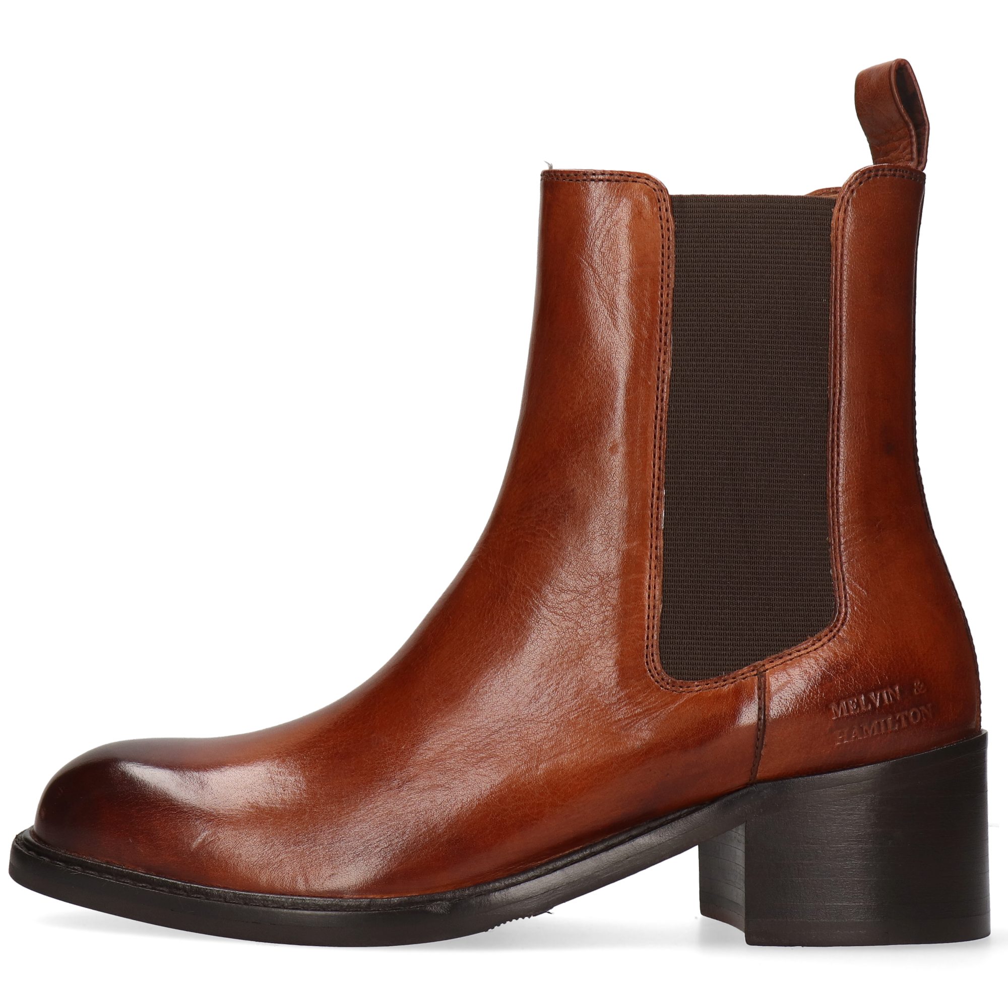 Melvin & Hamilton Shay 2 Leder-Chelsea Boots für Damen Stiefelette Block-Absatz, Echtes Leder, Vegetabile Gerbung