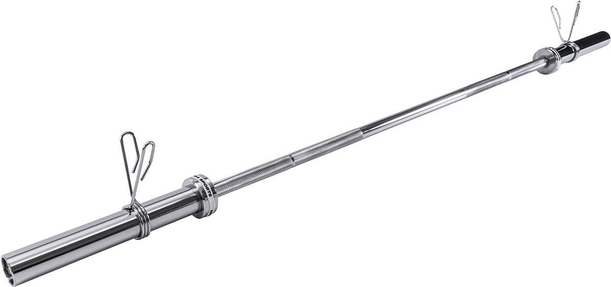 Miweba Sports Langhantelstange Profi Langhantel Stange Olympia LH501 inkl. Federverschlüsse, Stahl, 180,00 cm (Workout, Training, Ganzkörpertraining, Muskelaufbau, Krafttraining, Hanteltraining, 3-tlg., Ø 50mm, 180.0 x 7.5 x 7.5 cm, 320 kg max. Belastung, Stahl, gerändelt), Gewichtheben Fitnesshantel Hantelstange - Fitness Hantel Stange Set