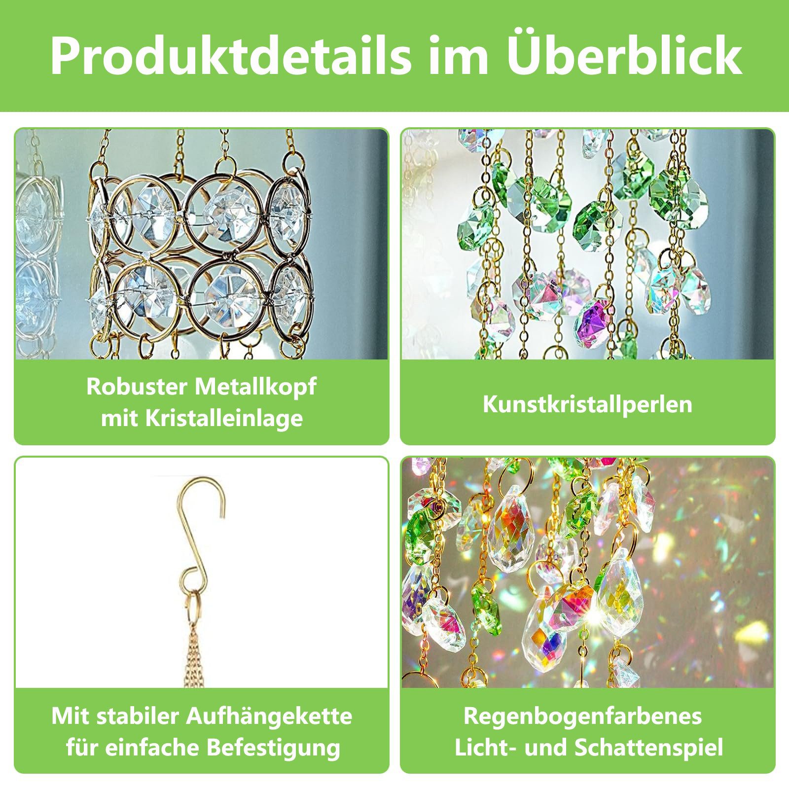 FOUORTUNATE-BEE Hängedekoration Windspiel Kristalle zum Aufhängen Sonnenfänger Kristalle Fensterdeko (Suncatcher Sonnenfänger Windspiele Hängedeko Geschenk, Mut – Bild 4 von 5