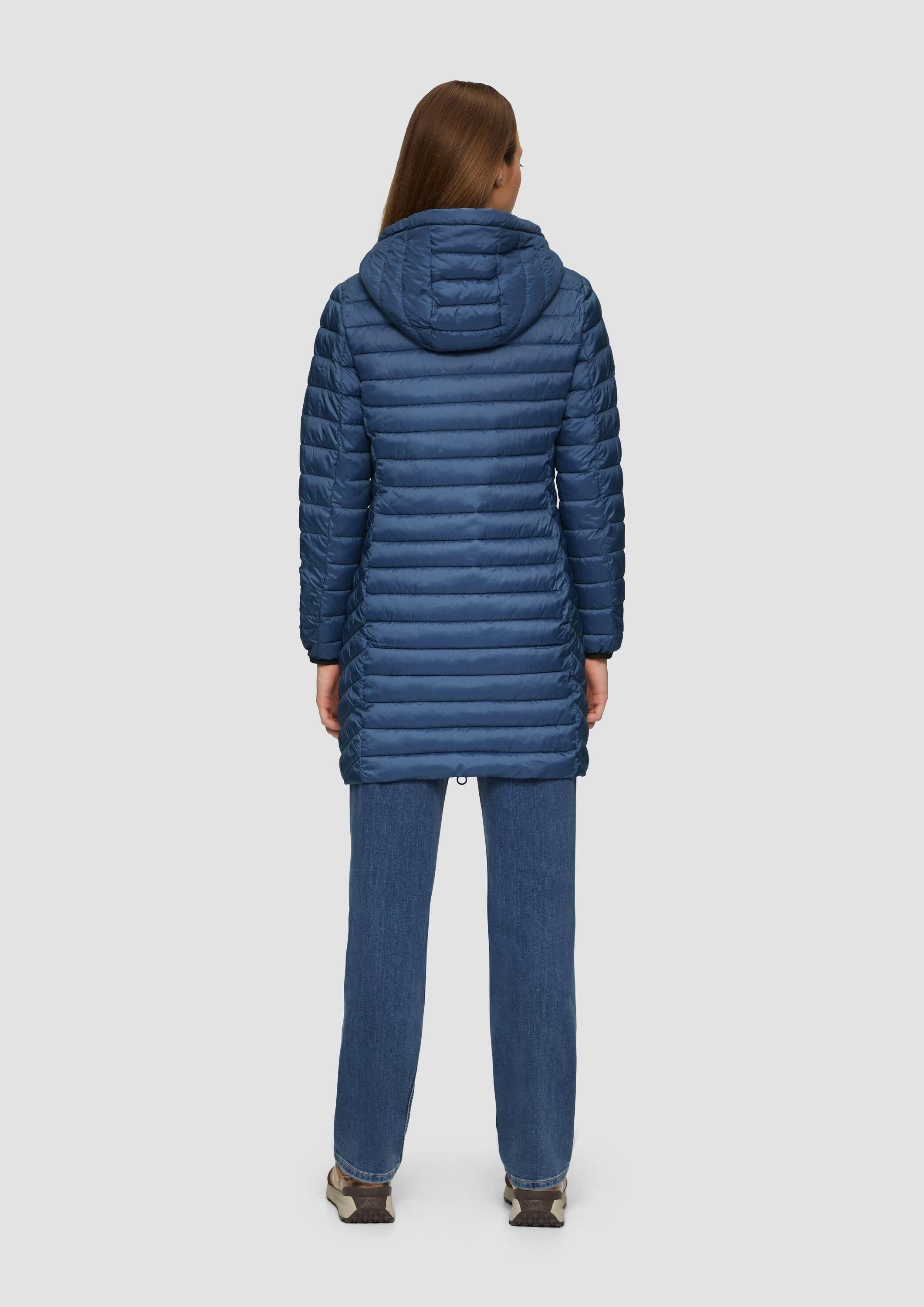 s.Oliver Wintermantel Outdoor-Mantel Lange Steppjacke mit abnehmbarer Kapuze im Slim Fit