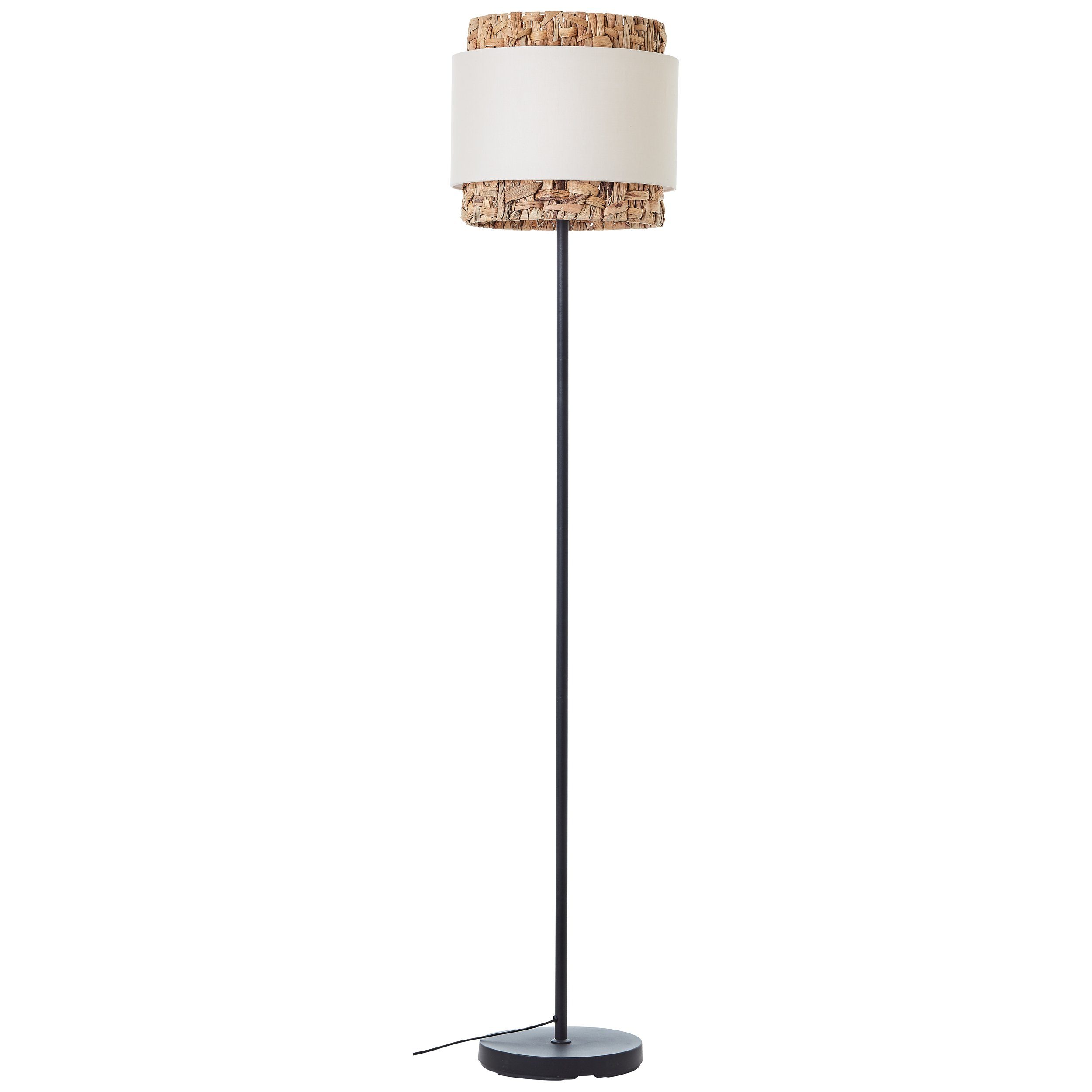 Brilliant Stehlampe Waterlilly, ohne Leuchtmittel, Ø 35 cm, E27,  Metall/Textil/Wasserhyazinthe, schwarz/natur/weiß | Standleuchten