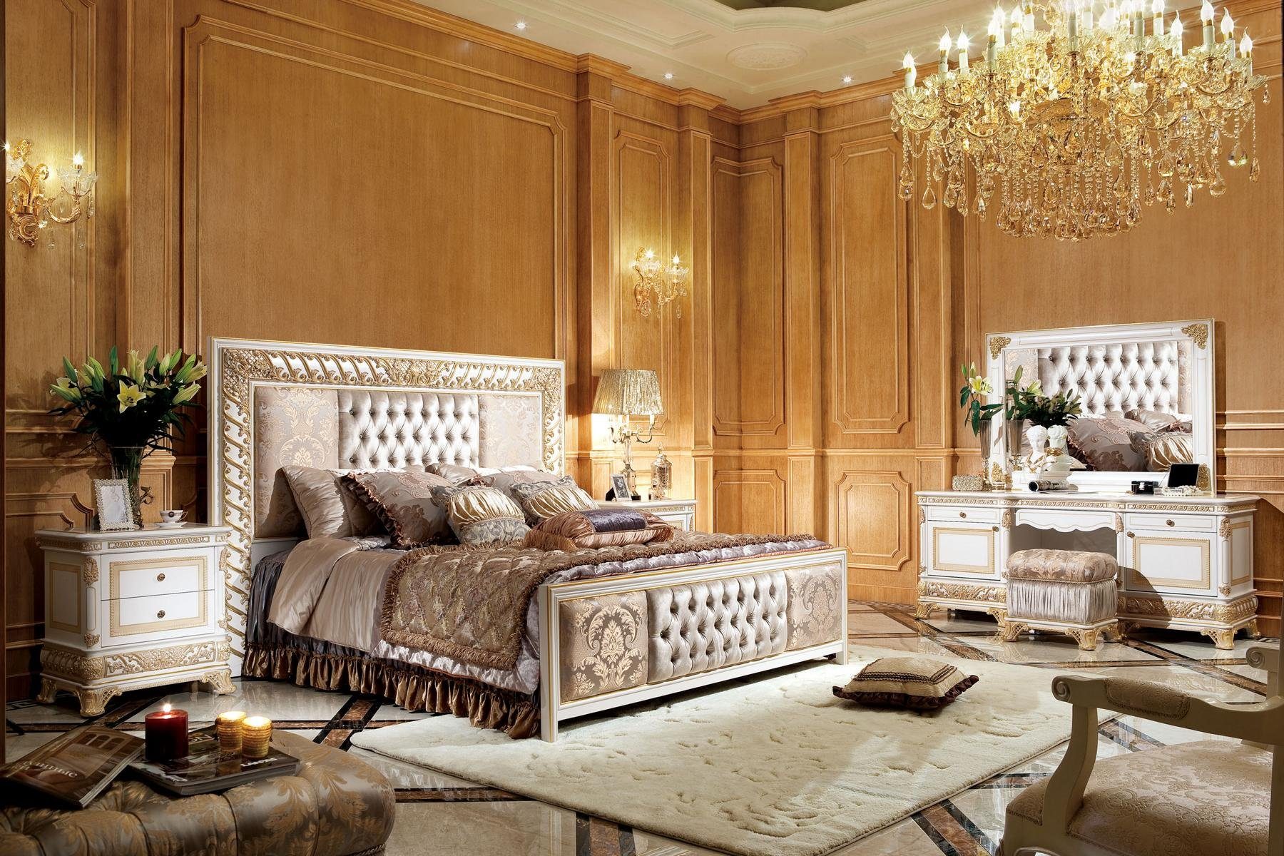Bett Barock Luxus Ehebett Betten Design Luxur Doppelbett Bett, JVmoebel Rokoko