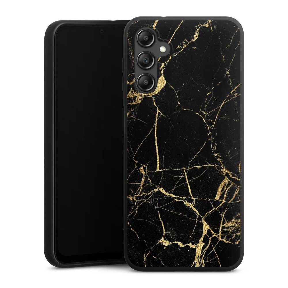 DeinDesign Handyhülle Marmor schwarz Muster BlackGoldMarble Look, Samsung Galaxy A14 5G Silikon Hülle Premium Case Handy Schutzhülle