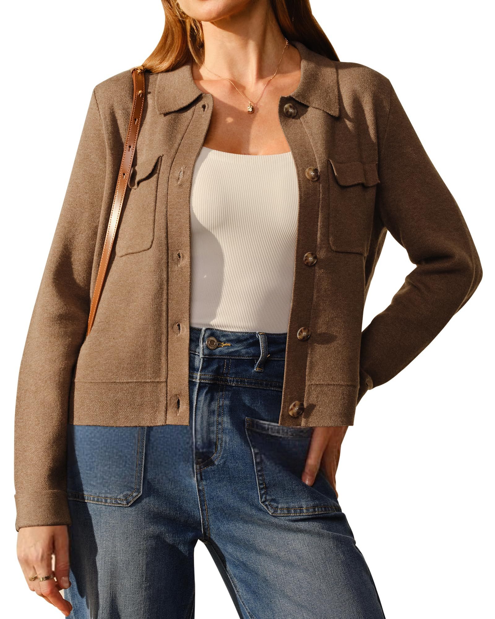 Arach&Cloz Jackett Arach&Cloz Damen Wollmischung Button Down Kurzjacke Jers günstig online kaufen