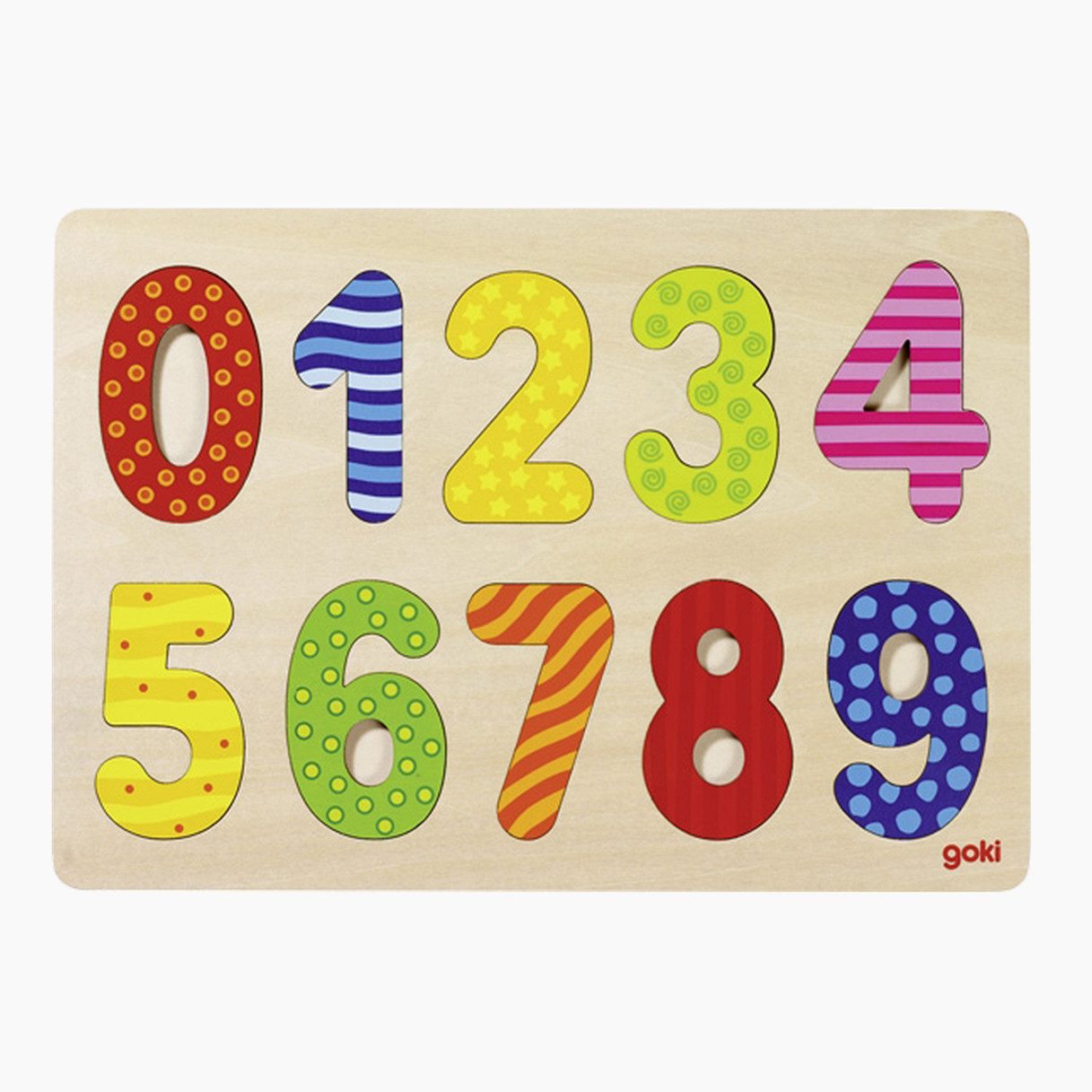 goki Lernspielzeug Einlegepuzzle Zahlen 0-9 nach Art Montessori (packung, 11-St), spielerisches Lernen