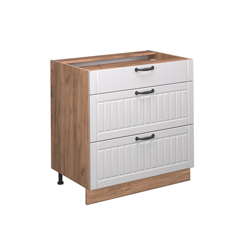 Vicco Unterschrank Fame-Line, Weiß Landhaus/Goldkraft Eiche, günstig online kaufen