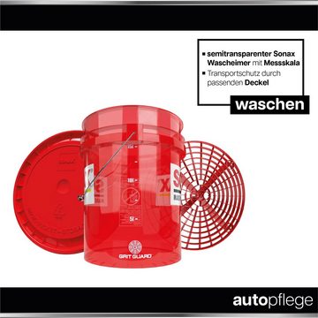 detailmate Reinigungs-Set Sonax Felgenreiniger Set Auto Wascheimer Rot mit Zubehör, Auto Wascheimer Set - mit Felgenreiniger, Versiegelung, Detailer