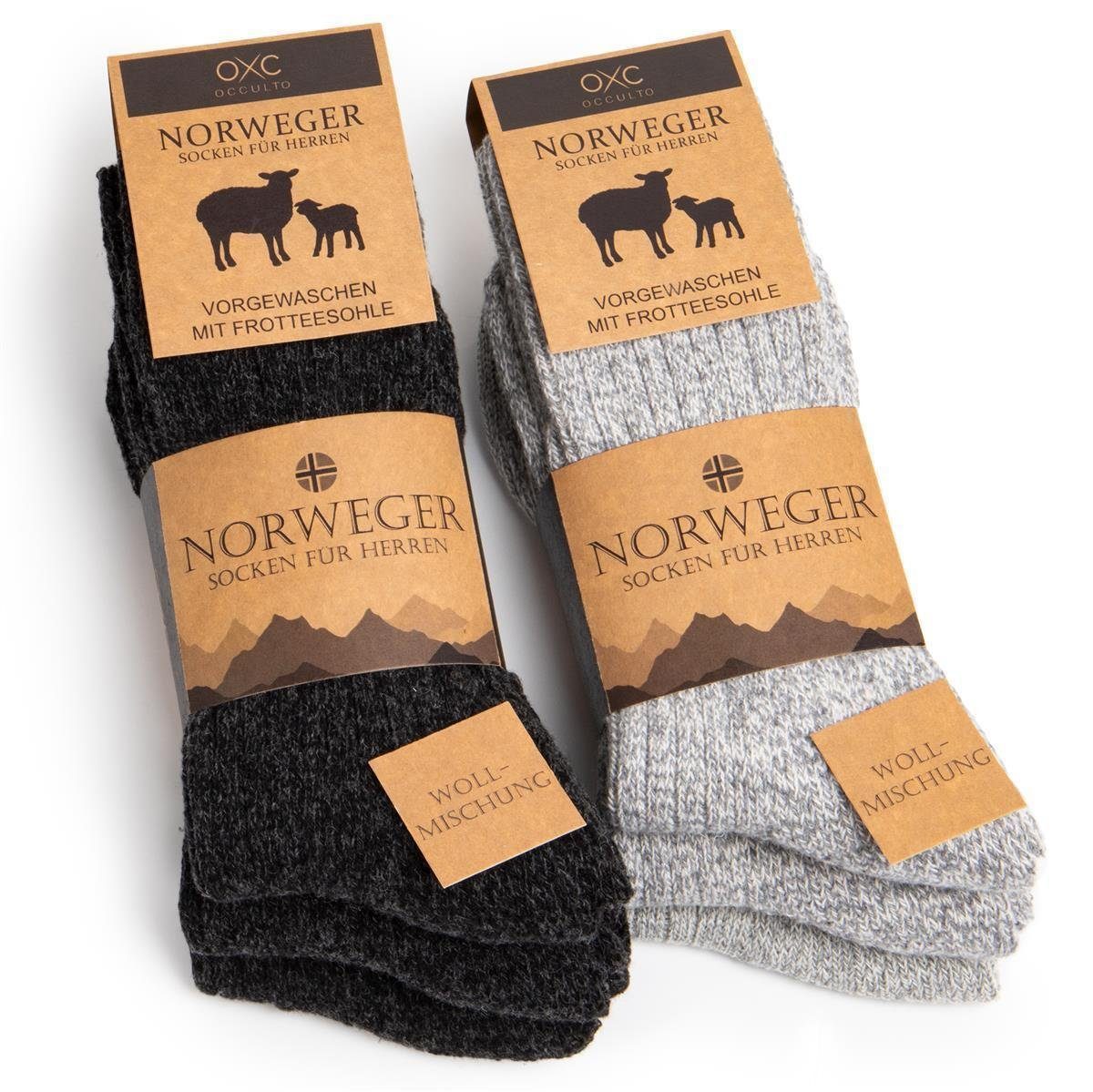 (Modell: OCCULTO Norwegersocken Socken (6-Paar) Occutlo Norweger Finn) Grey 6er Herren Mix Pack