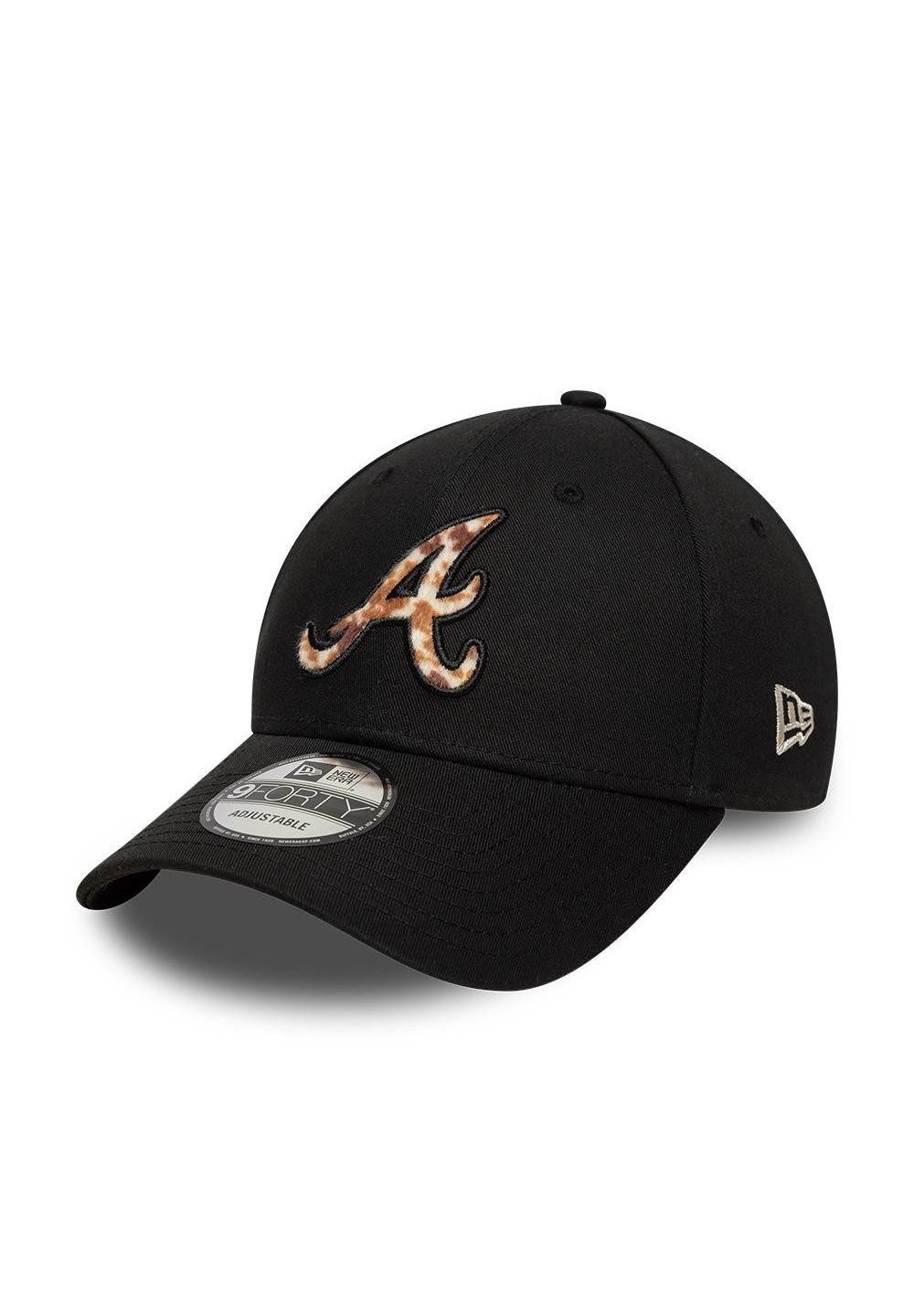 Baseball Cap Atlanta Braves New Era MLB Faux Pony Infill 9Forty Cap Schwarz