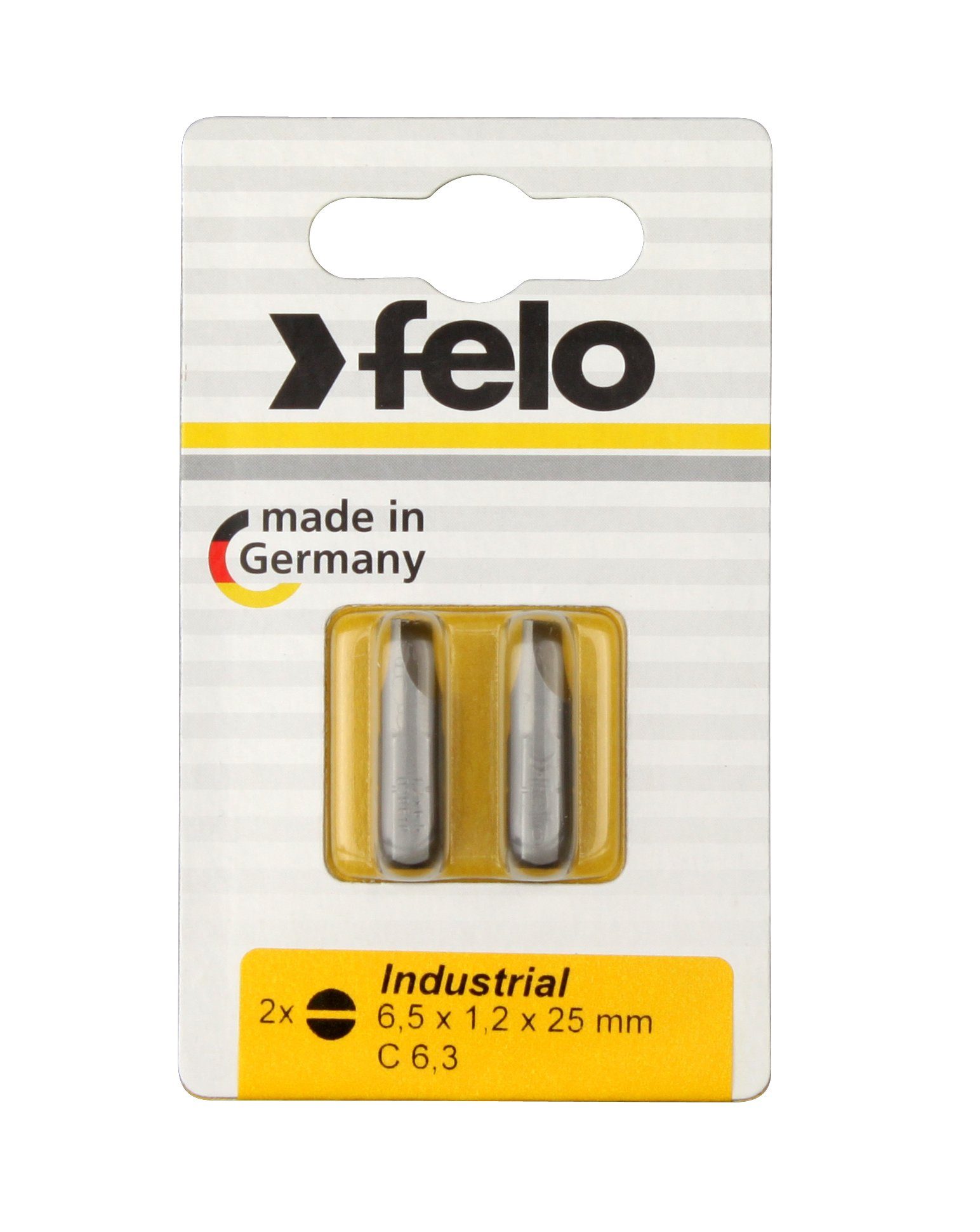 Felo Schlitz-Bit Felo Bit, Industrie C 6,3 x 25mm, 2 Stk auf Karte 2x 6,5 x 1,2