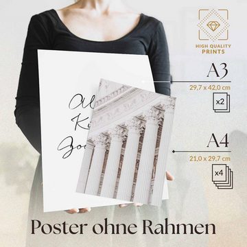 Heimlich Poster Set als Wohnzimmer Deko, Bilder DINA3 & DINA4, Eleganter Weißer Kuss, Illustrationen