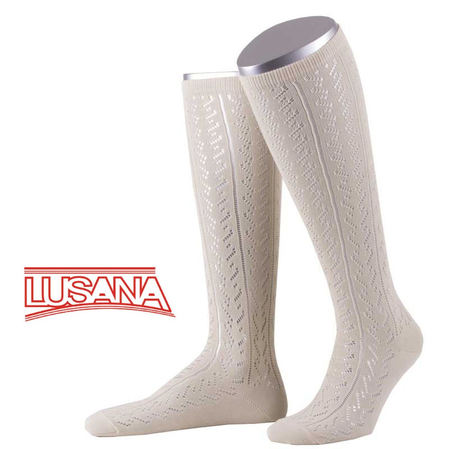 Lusana Trachtensocken mit Ajourmuster