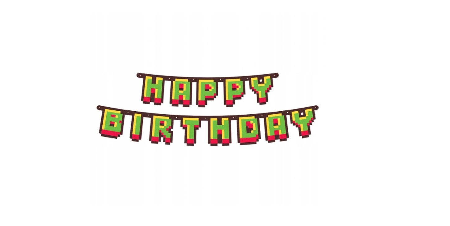Festivalartikel Girlande Minecraft Girlande Happy Birthday 160cm - Party Dekoration