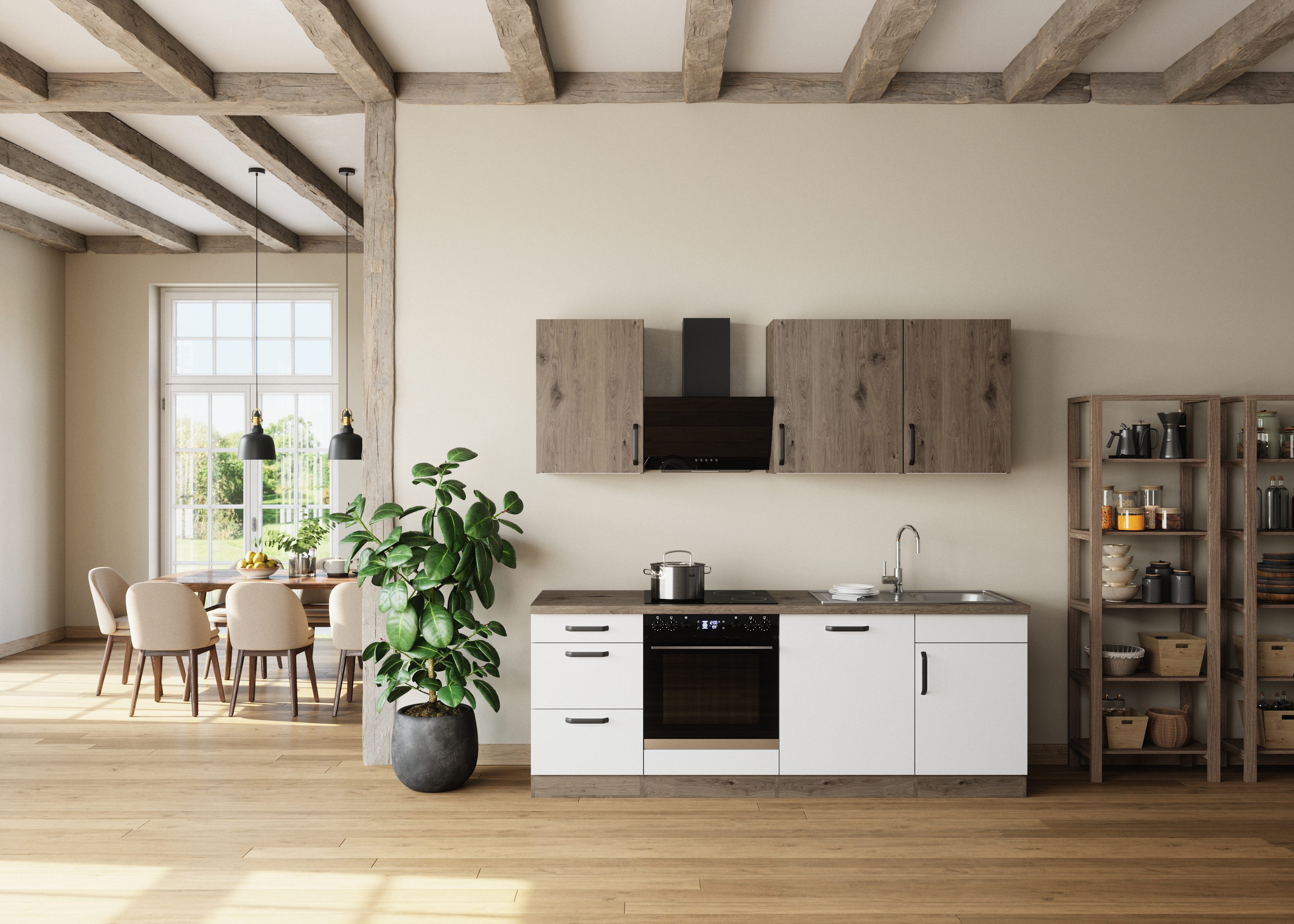 wiho Küchen Küchenzeile Elba, wahlweise mit Hanseatic E-Geräten, Breite 220 günstig online kaufen