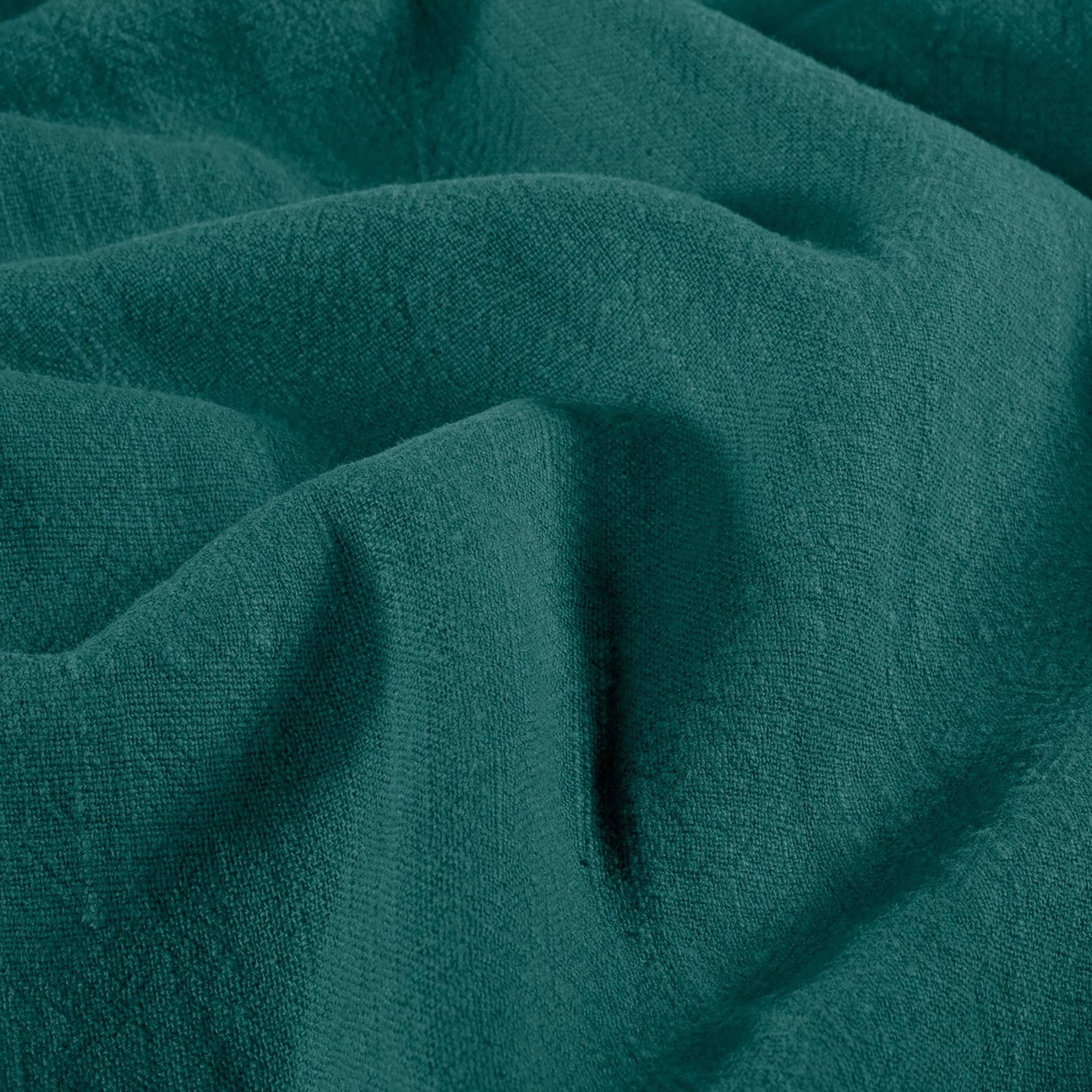 maDDma Stoff Halbleinen Stoff Meterware uni stonewashed Leinen Baumwolle Webware, 124 - petrol