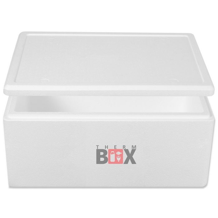 THERM-BOX Thermobehälter Styroporbox 38W Styropor-Verdichtet (0-tlg. Box mit Deckel im Karton) Innen: 53x33x21cm Wand:3 0cm Volumen: 38 Liter Isolierbox Thermobox Kühlbox Warmhaltebox Wiederverwendbar