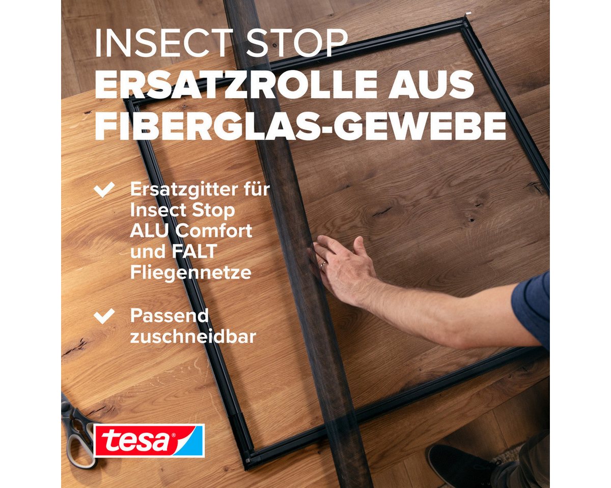 Thumbnail - tesa Fliegengitter-Gewebe Insect Stop Fliegengitter Ersatzrolle Fiberglas-Gewebe - 1.2 m x 2.5 m, (Packung, 1-St., Nachf...
