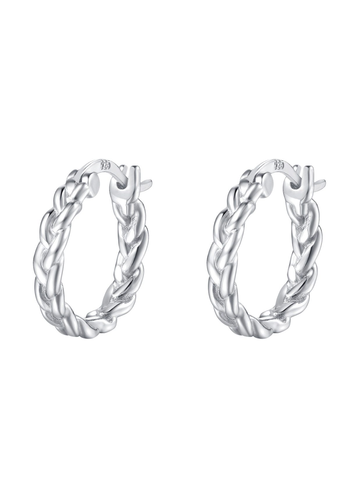 Hey Happiness Paar Creolen Unisex, Herren Ohrringe Silber 925, Kleine geflochtene Ohrringe für Männer, 18K Vergoldung