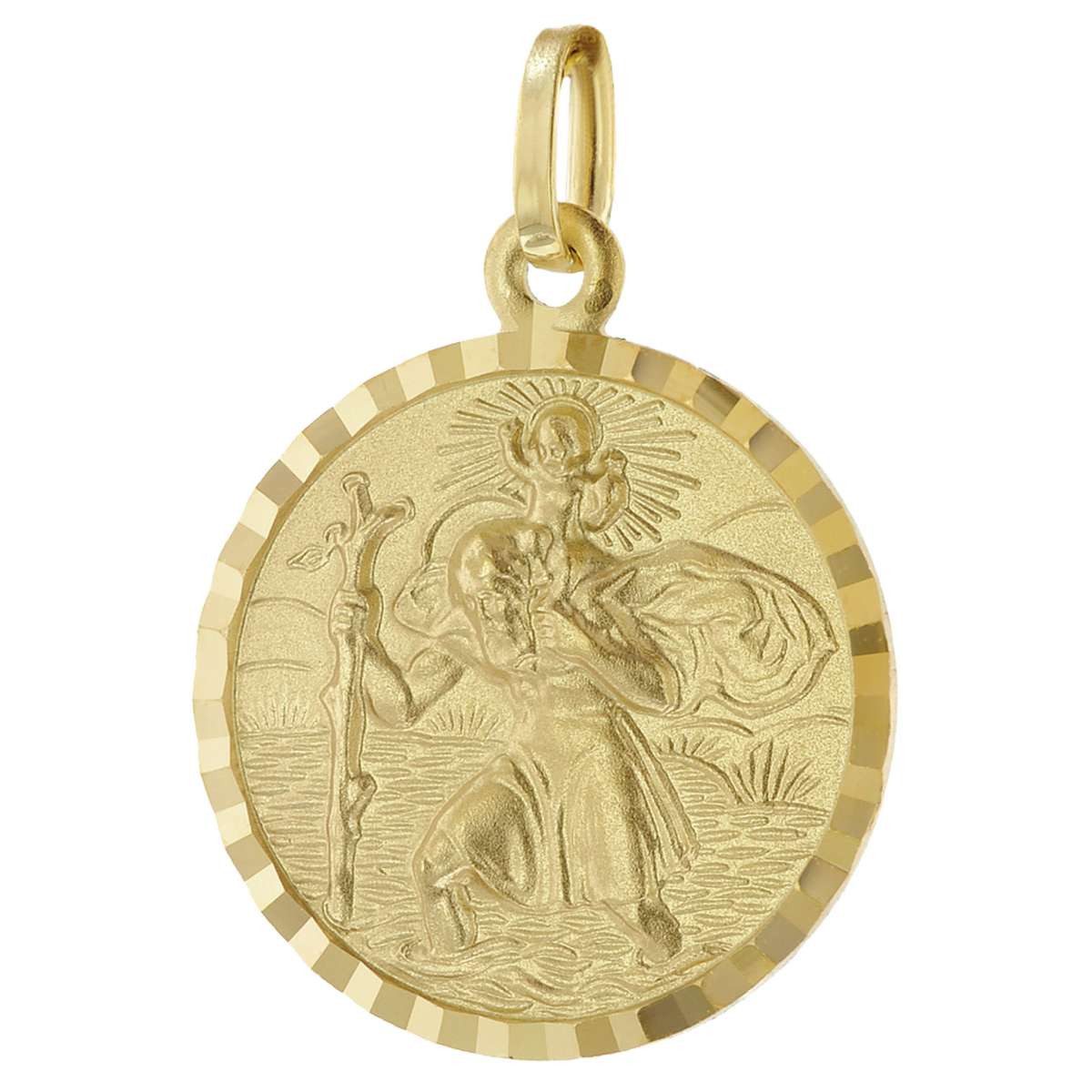 trendor Runder Anhänger 51955, Christophorus Gold 585 (14K) Schutzpatron 16 mm