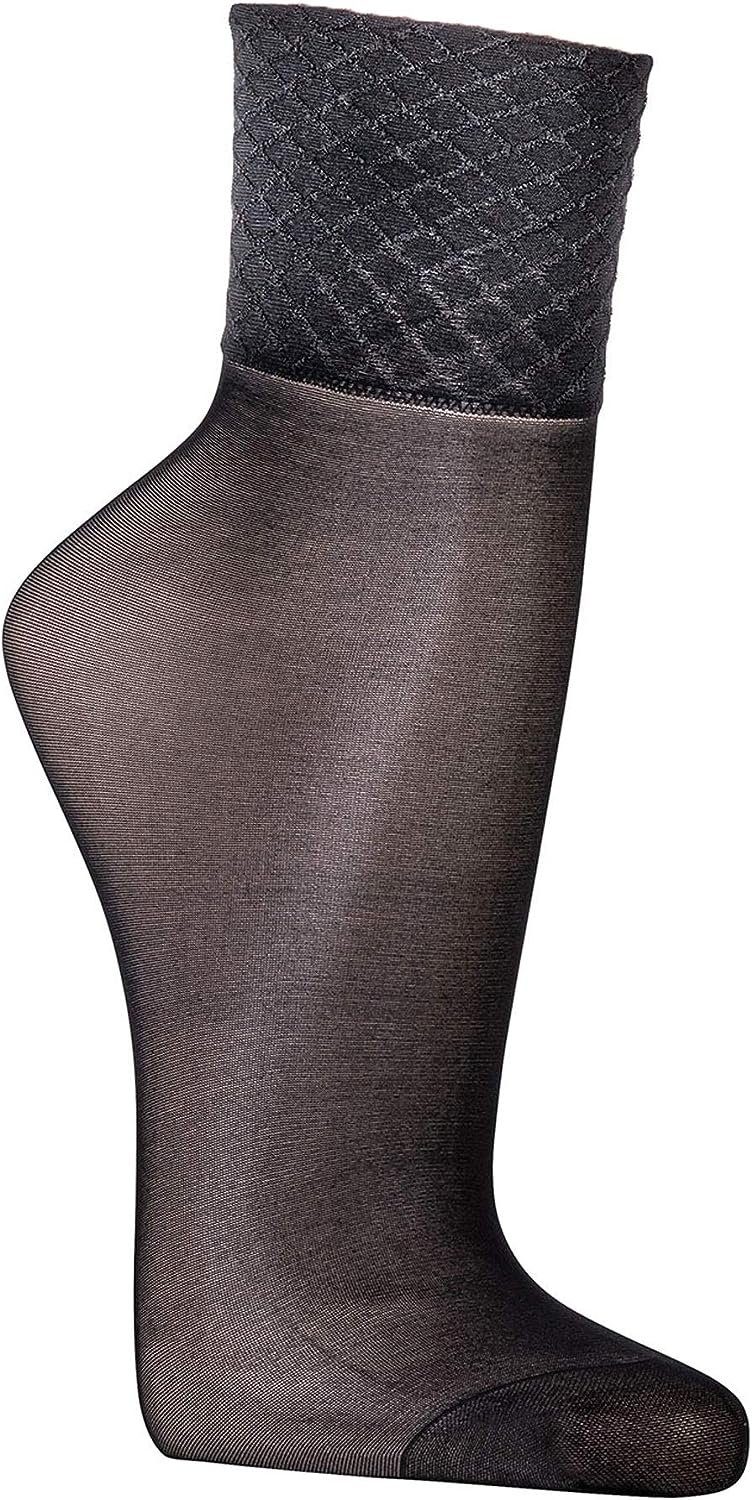 FussFreunde Feinsocken 5 Paar Wellness-Feinsöckchen Damen Feinsocken Komfortbund Glanzeffekt (5 Paar) Spezial-Komfortbund ohne Gummidruck, verstärkte Spitze