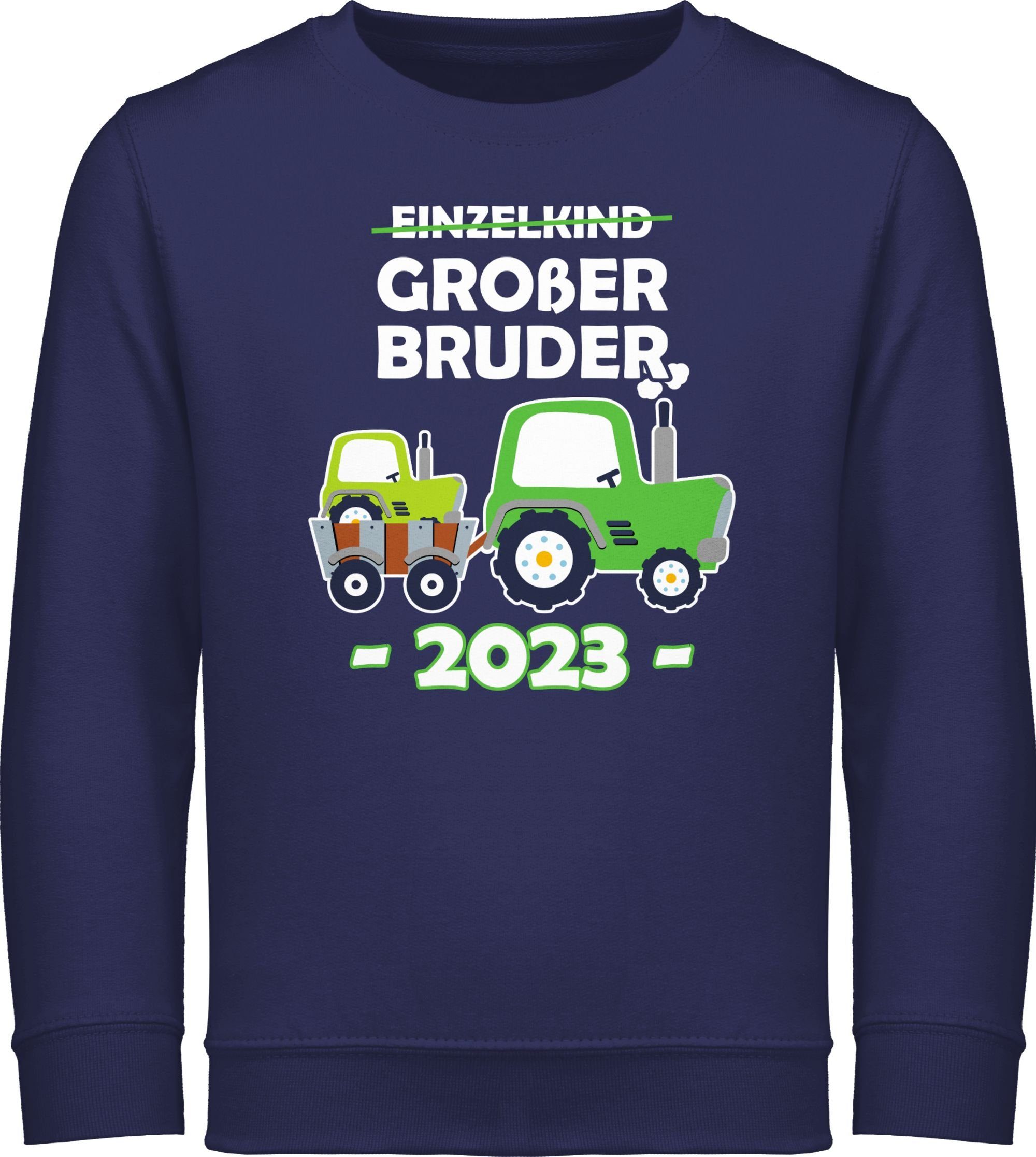 Shirtracer Sweatshirt Einzelkind Großer Bruder 2023 Traktor Großer Bruder 1 Navy Blau