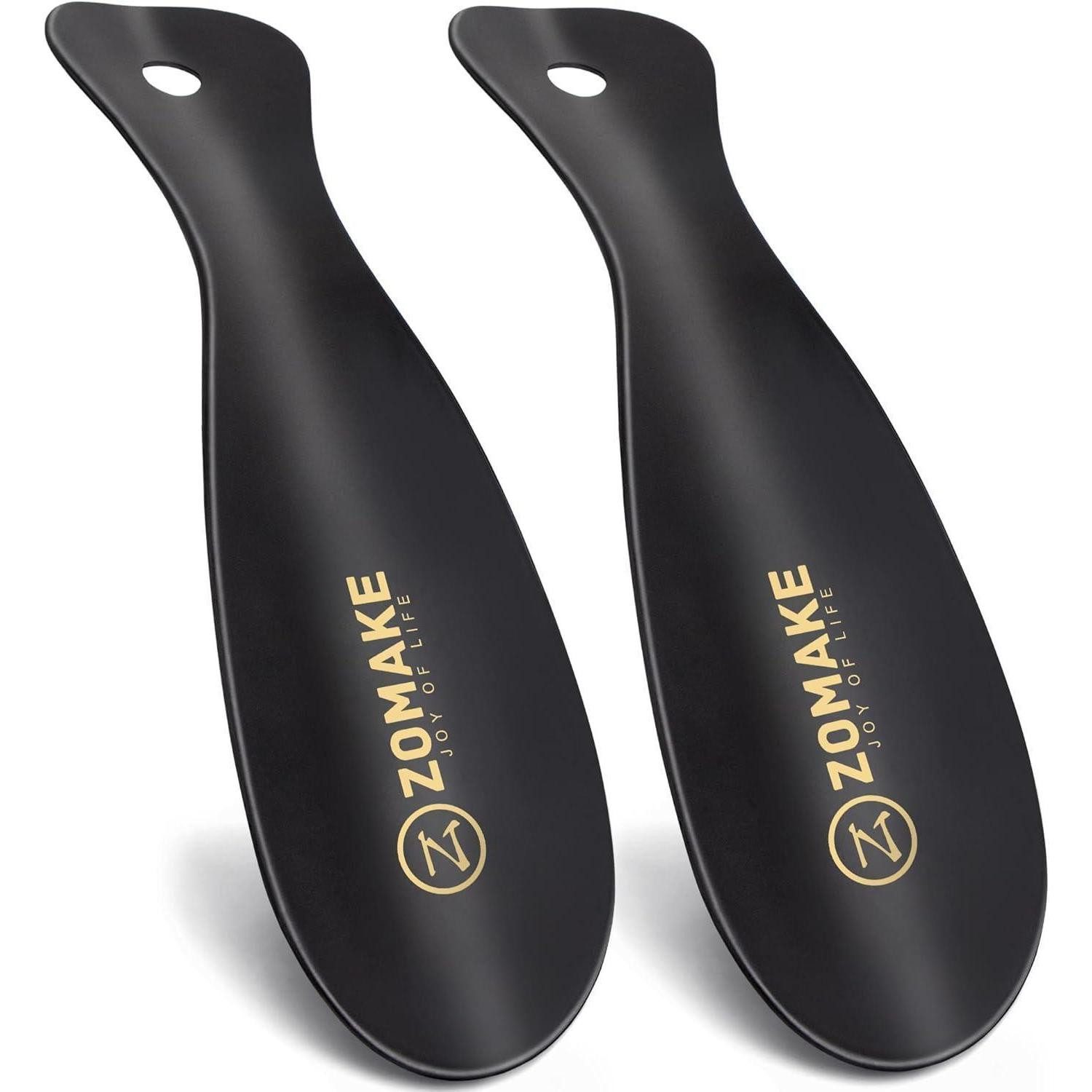 ZOMAKE Schuhlöffel Mini Schuhlöffel Metall 2er Set Schwarz 19cm Wandhalterung