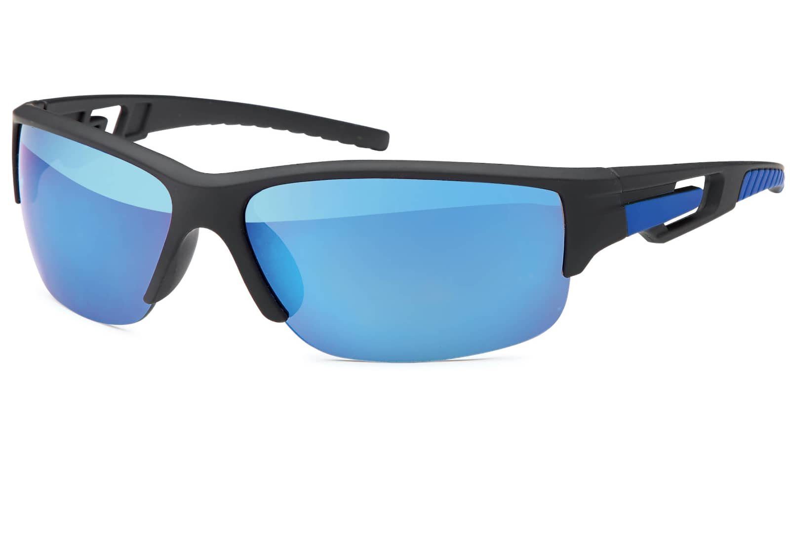 Linsen (1-St) Brille schwarzen Biker Radler Blau Sportliche mit Sport Eyewear Sonnenbrille BEZLIT Sonnenbrille