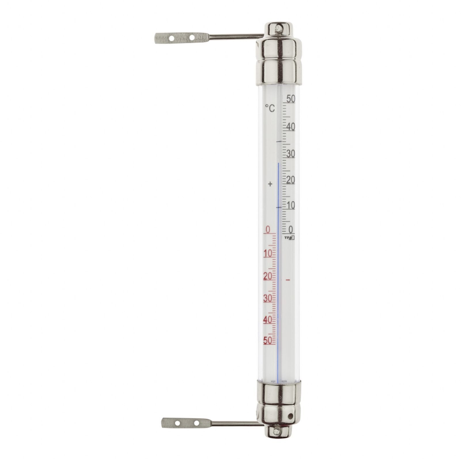 TFA Dostmann Fensterthermometer Fenster Thermometer analog silber weiß drehbar Metallhalter außen