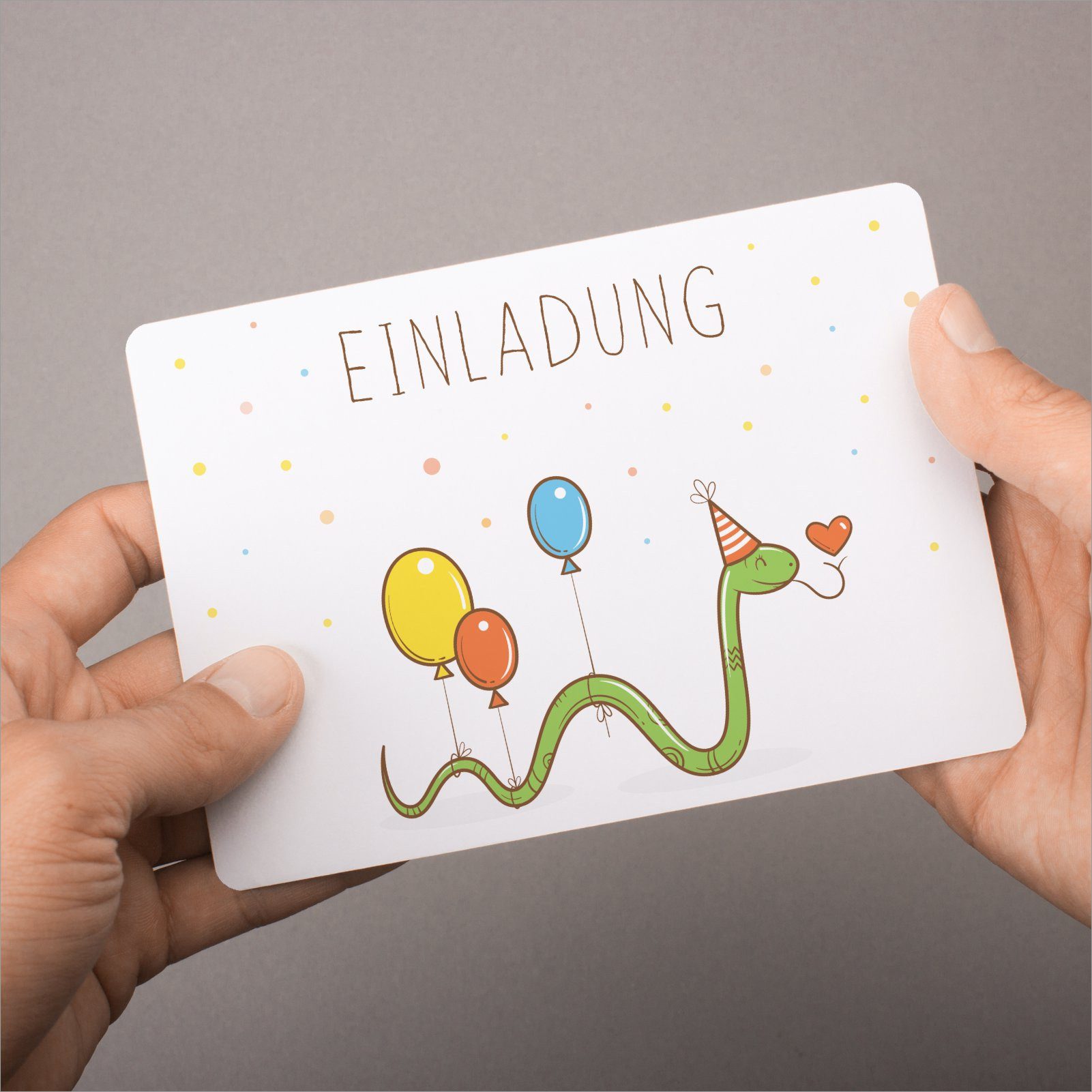 nikima Einladungskarten 10 Einladungskarten Happy Snake inkl. 10 Briefumschlägen