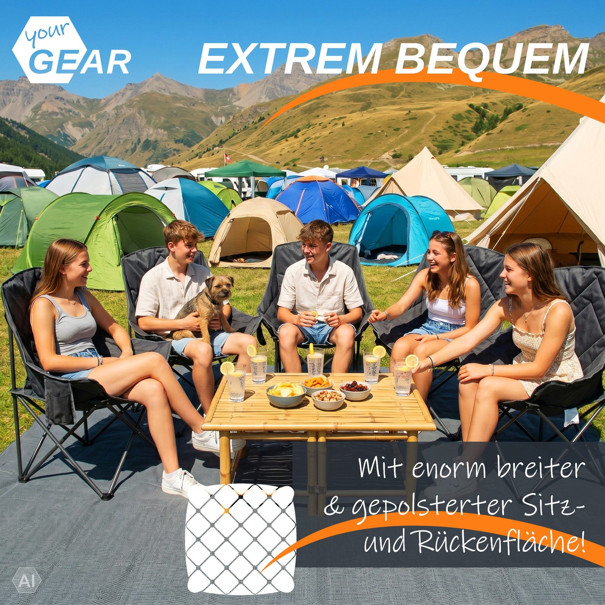 yourGEAR Campingstuhl your GEAR Campingstuhl Imola - gepolsterter Bucket Chair, extra breit