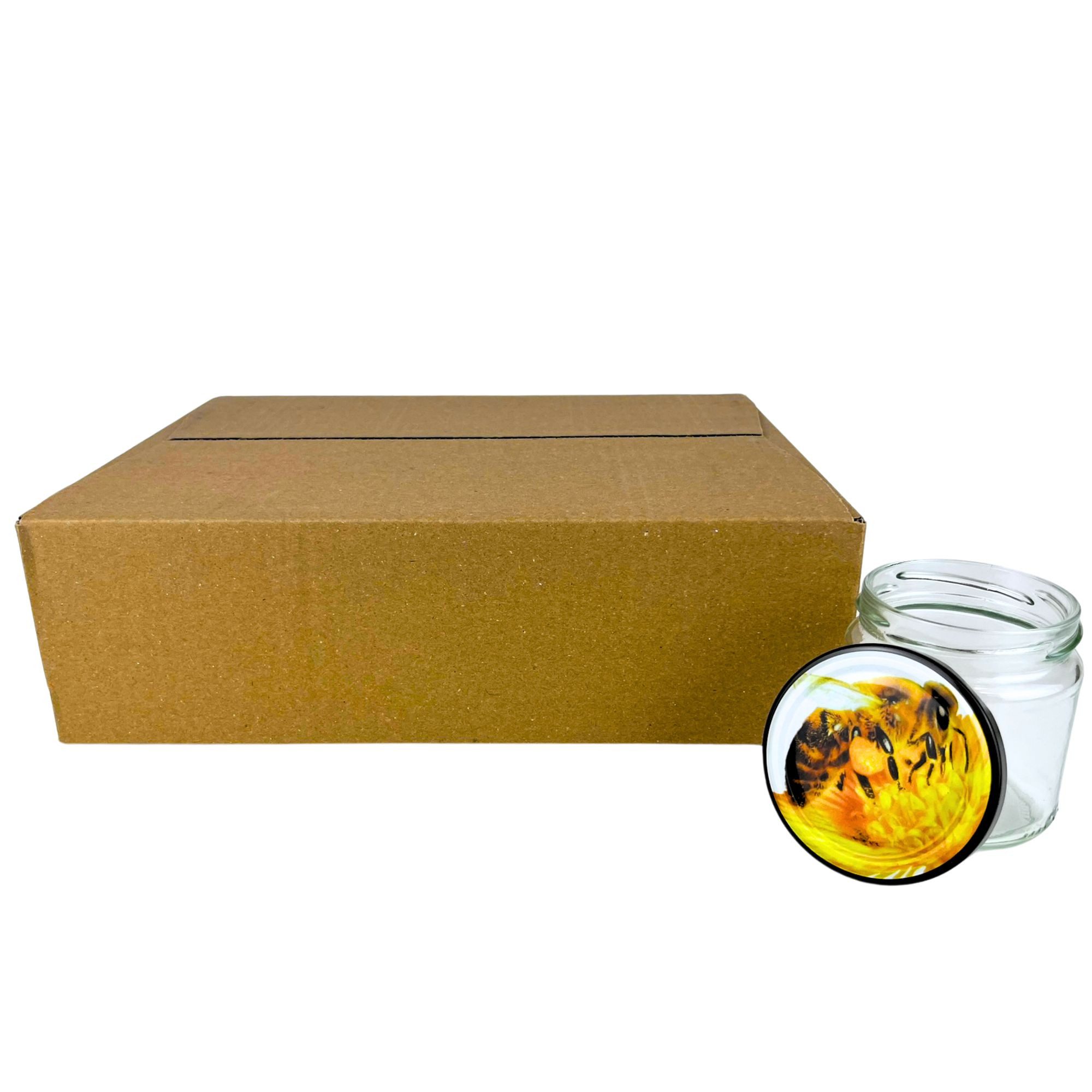 BIENEN SCHMIDT Honigglas 60x Twist Off Schraubglas 250g Imkerhonig Rundglas, (60 Stk), Einmachglas, Marmeladenglas, Sturzglas To 66 mm