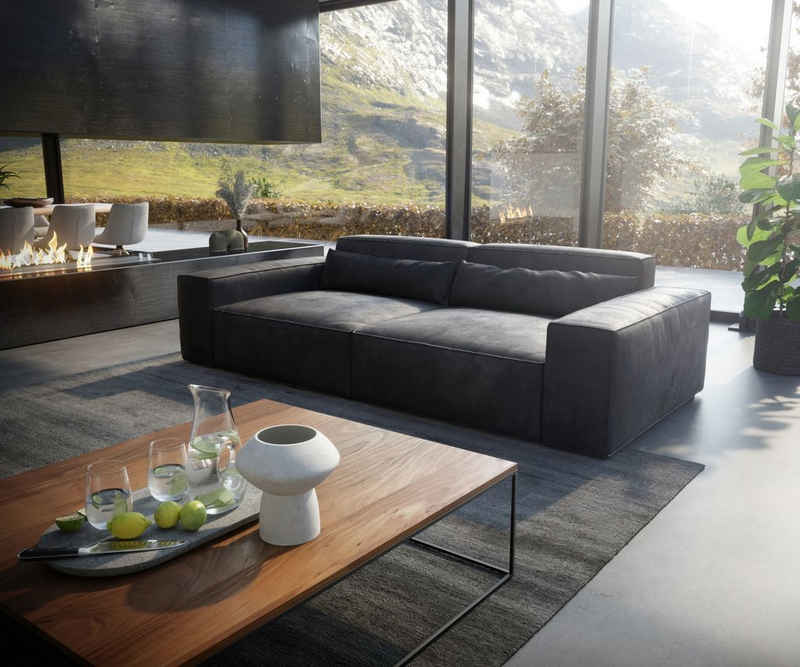 DELIFE Big-Sofa Sirpio, XL Lederimitat Vintage Anthrazit 270x130 cm