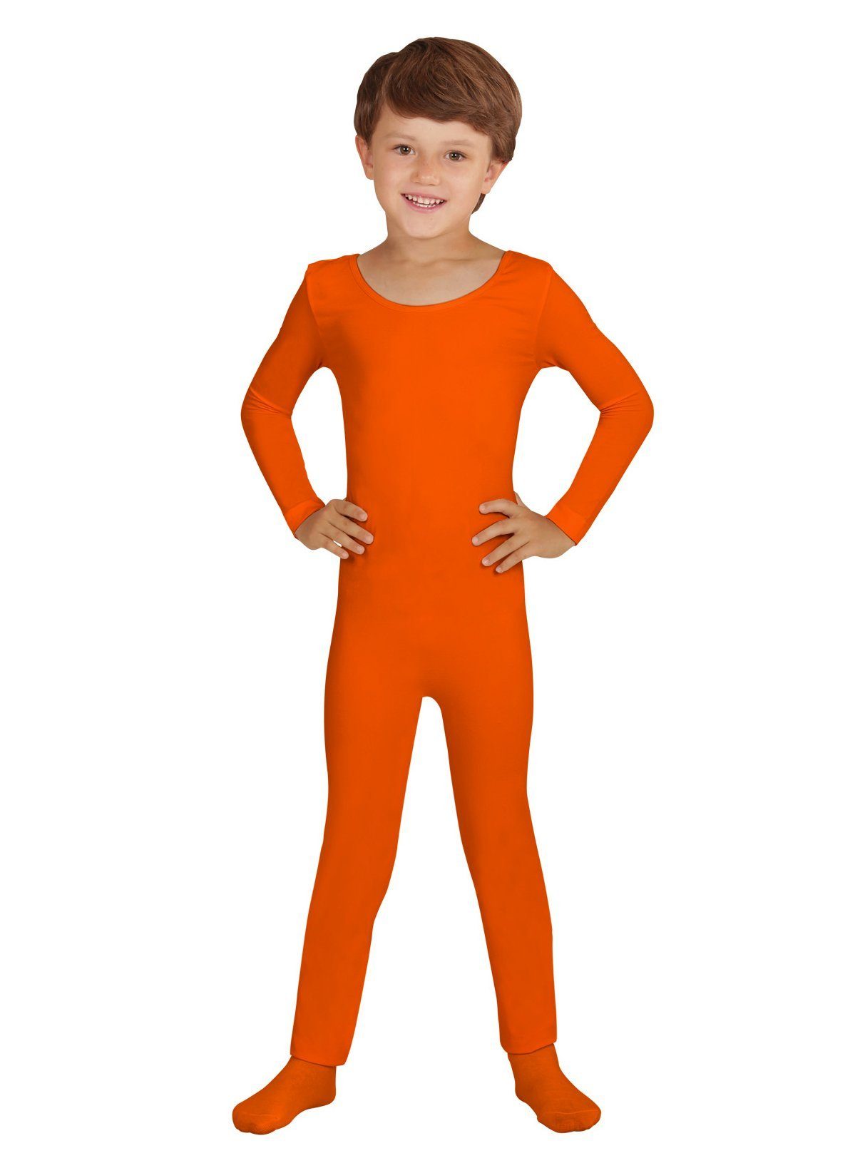 Widdmann Kostüm Langer Body orange, Einfarbige Basics zum individuellen Kombinieren
