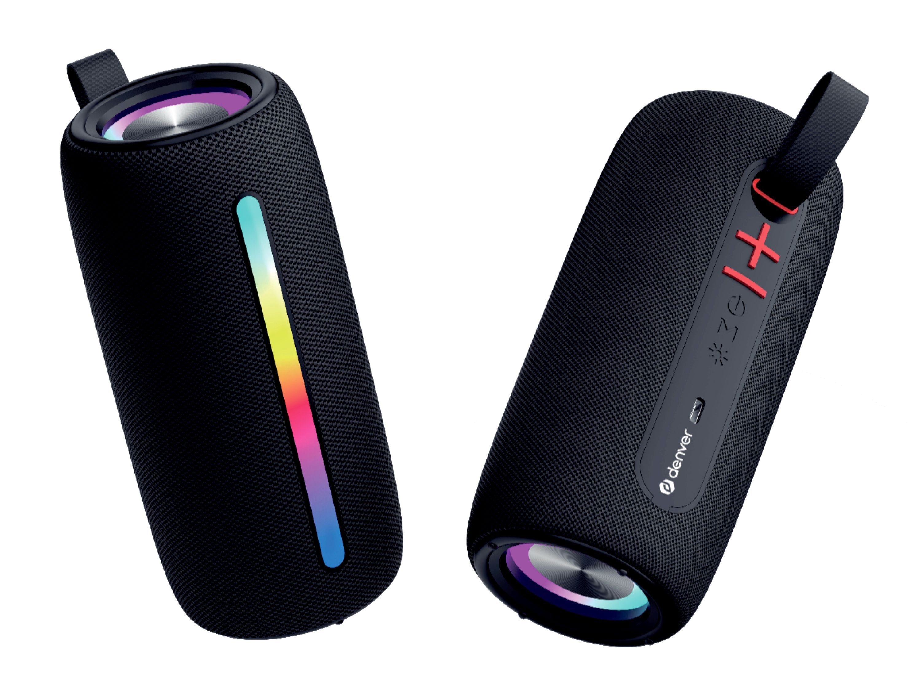 Denver BTL-360B Bluetooth-Speaker Stereo (2 Lautsprecher) (Bluetooth, 10 W, RGB- Lichtfunktion, TWS-Funktion, Freisprecheinrichtung)