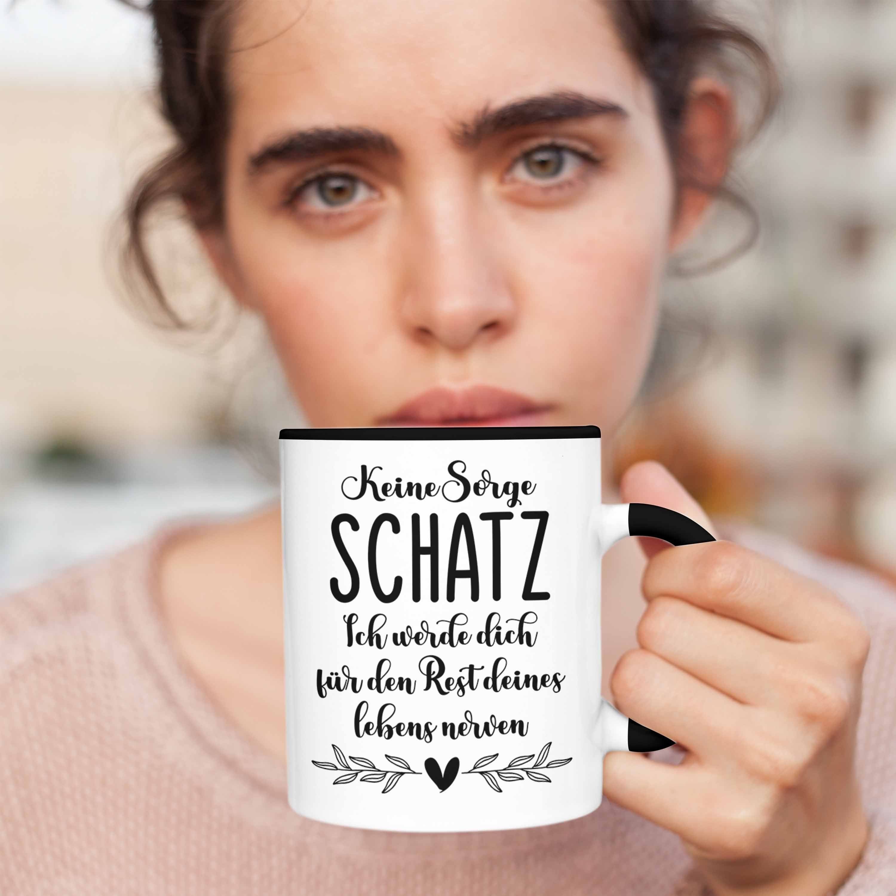 Trendation Tasse Trendation - Ich Partner Liebe Schwarz Valentinstagsgeschenk Liebe Tasse Schatz Freundin Valentinstag für Geschenk Dich