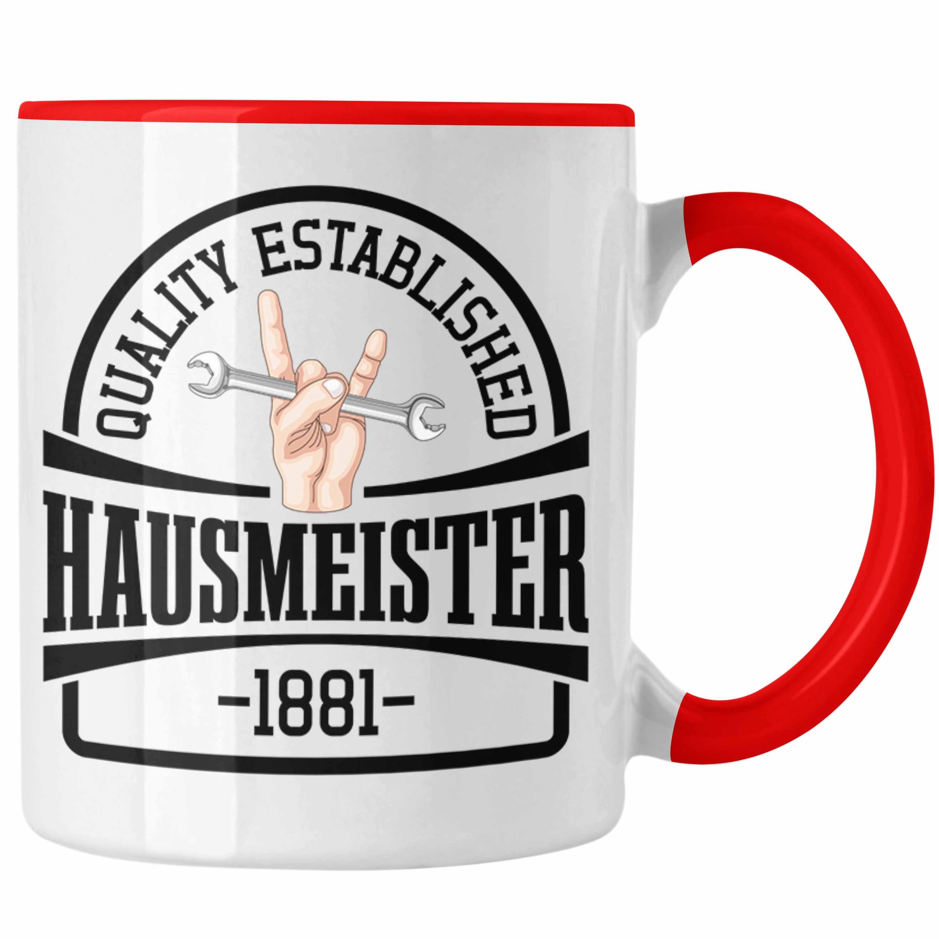 Trendation Tasse Trendation - Hausmeister Tasse Geschenke Lustig Spruch Haustechniker Rot