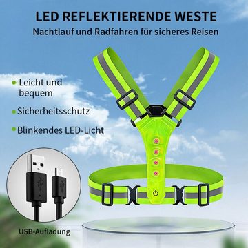 yozhiqu Warnweste LED-reflektierende Weste für Laufen, Radfahren, Gehen und Reiten 360°-Sicherheitsreflexionsschutz mit hochhellem Blinklicht