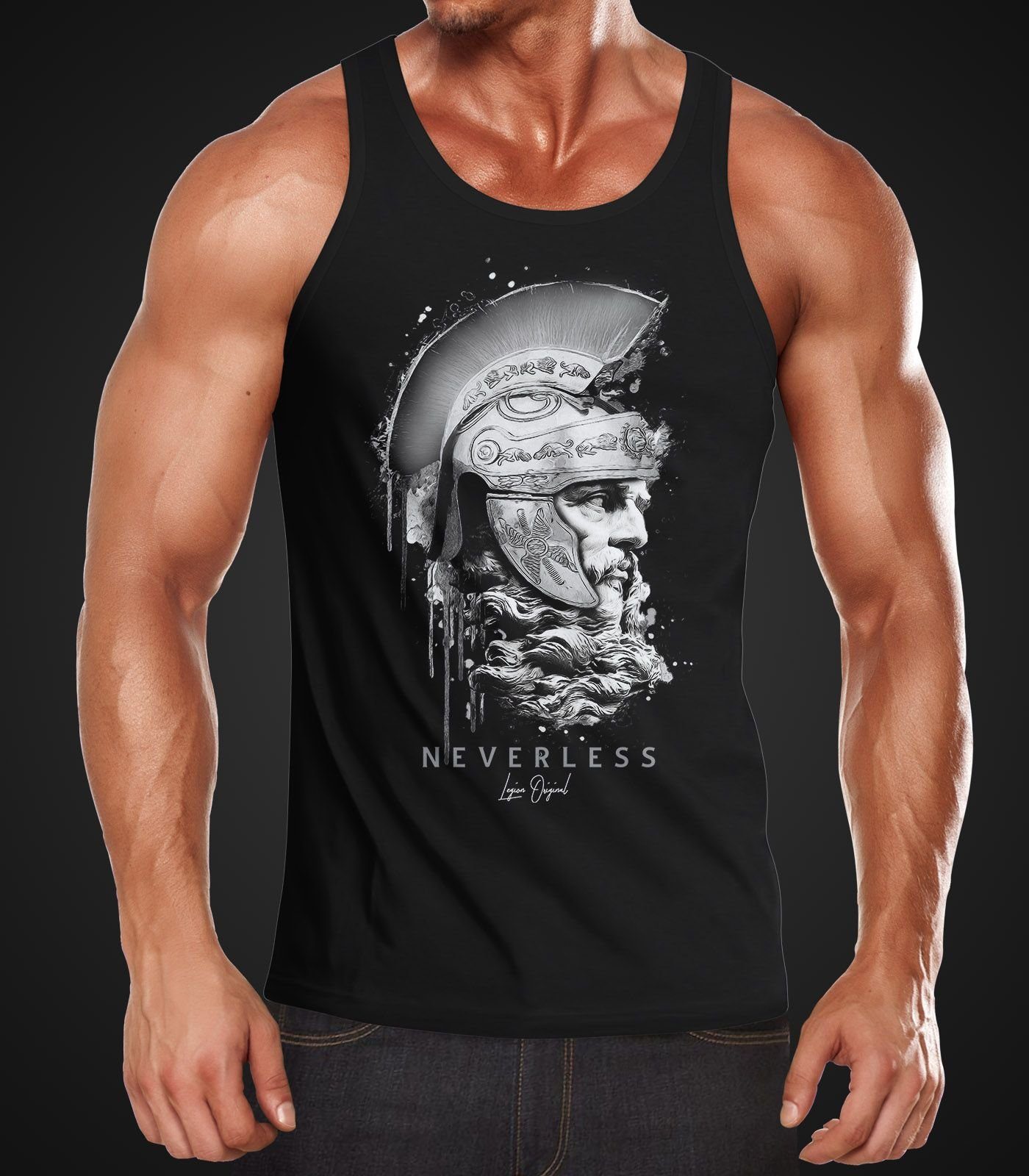 Neverless Tanktop Herren Tank-Top Sparta Spartaner Kopf Helm Krieger Fashion Streetstyle Muskelshirt Muscle Shirt Neverless® mit Print