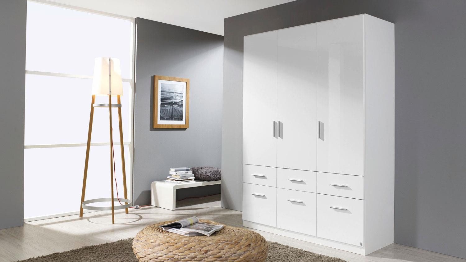 rauch BLUE Kleiderschrank Kleiderschrank Celle ca. 136x197 cm 6 Schubladen weiß hochglanz