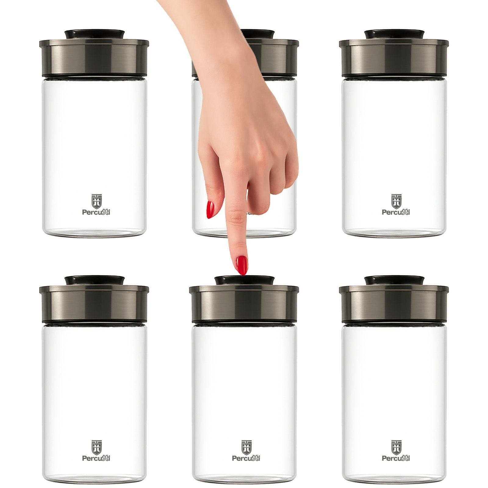 BURI Vorratsglas Vakuum Vorratsdosen 6er Set 1300ml Einmachgläser Vorratsgläser, Glas