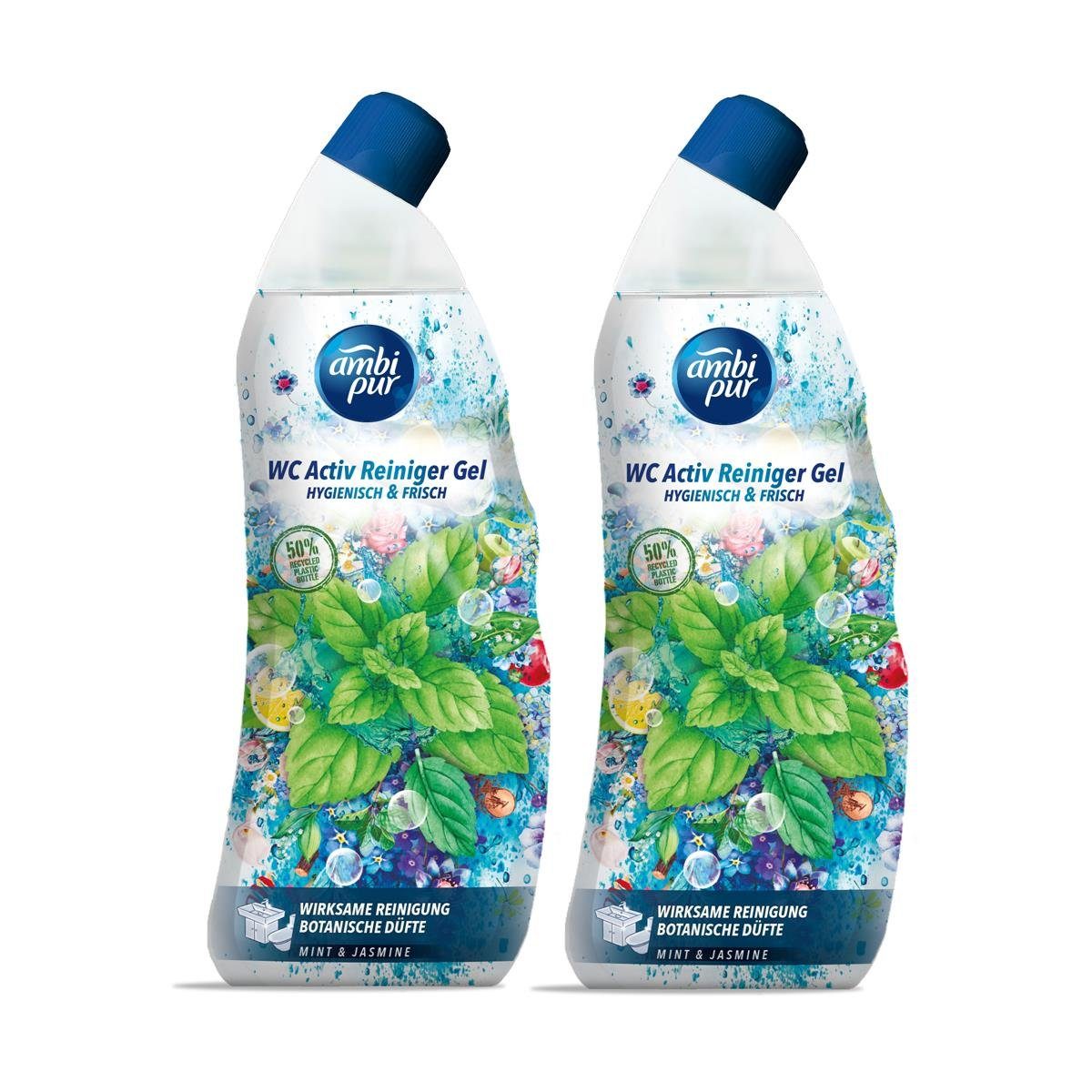Ambi Pur WC Aktiv Reiniger Gel Mint & Jasmine 750ml (2er Pack) WC-Reiniger