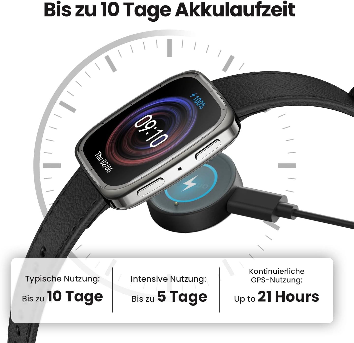 Amazfit Active 2 Square-69 Smartwatch (4,4 cm, android ios), Premium Smartwatch mit AMOLED Display GPS Fitness und Sportmodi