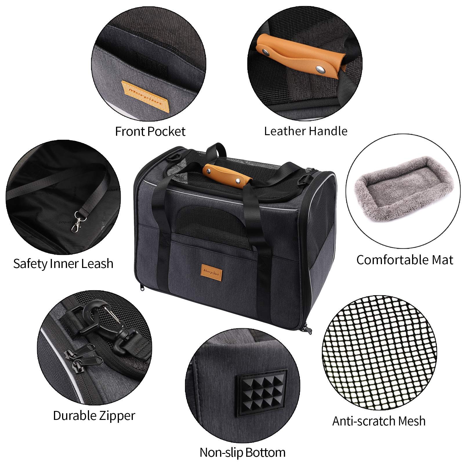 Kityhome Tiertransporttasche Faltbar Hundetransportbox, Katzenbox mit Schultergurt,Transporttasche bis 13 kg, bis 13 kg, 600D,atmungsaktives Netzgewebe,klappbarer Napf,(45*33*35cm)