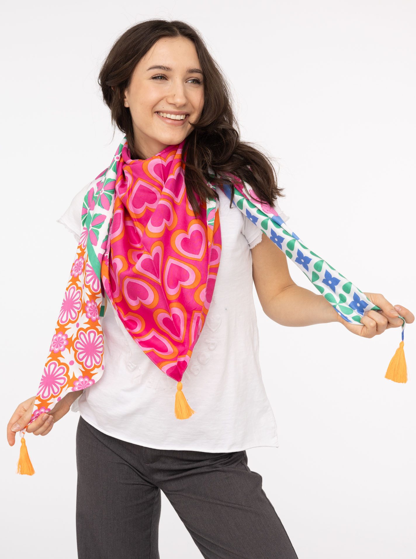 Zwillingsherz Dreieckstuch "Liebervoller Mix", Mit Tasseln