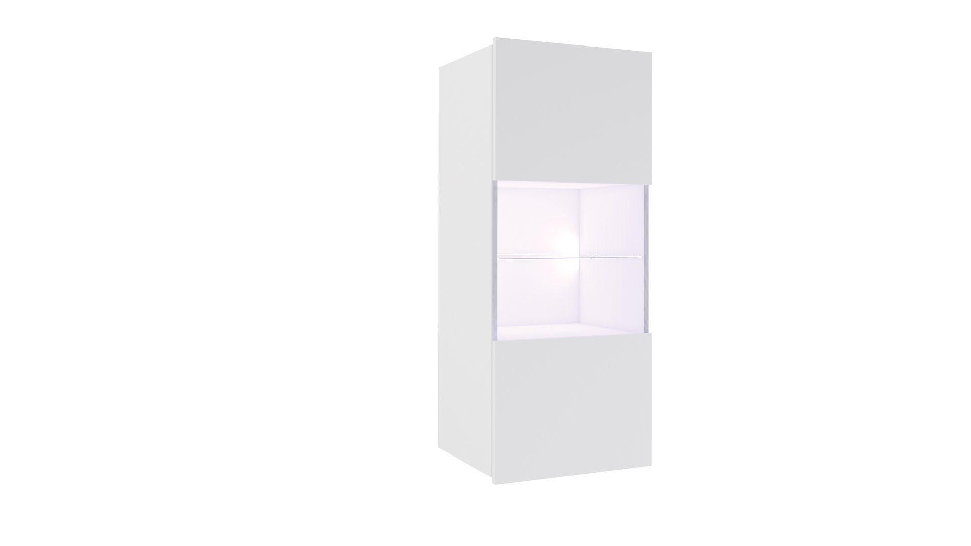 Unique Home Beleuchtung Farbe CAL05, wählbar, Wohnwand mit Eiche Wohnwand Hochglanz/ LED Matt, Grifflos, Weiß/Goldene