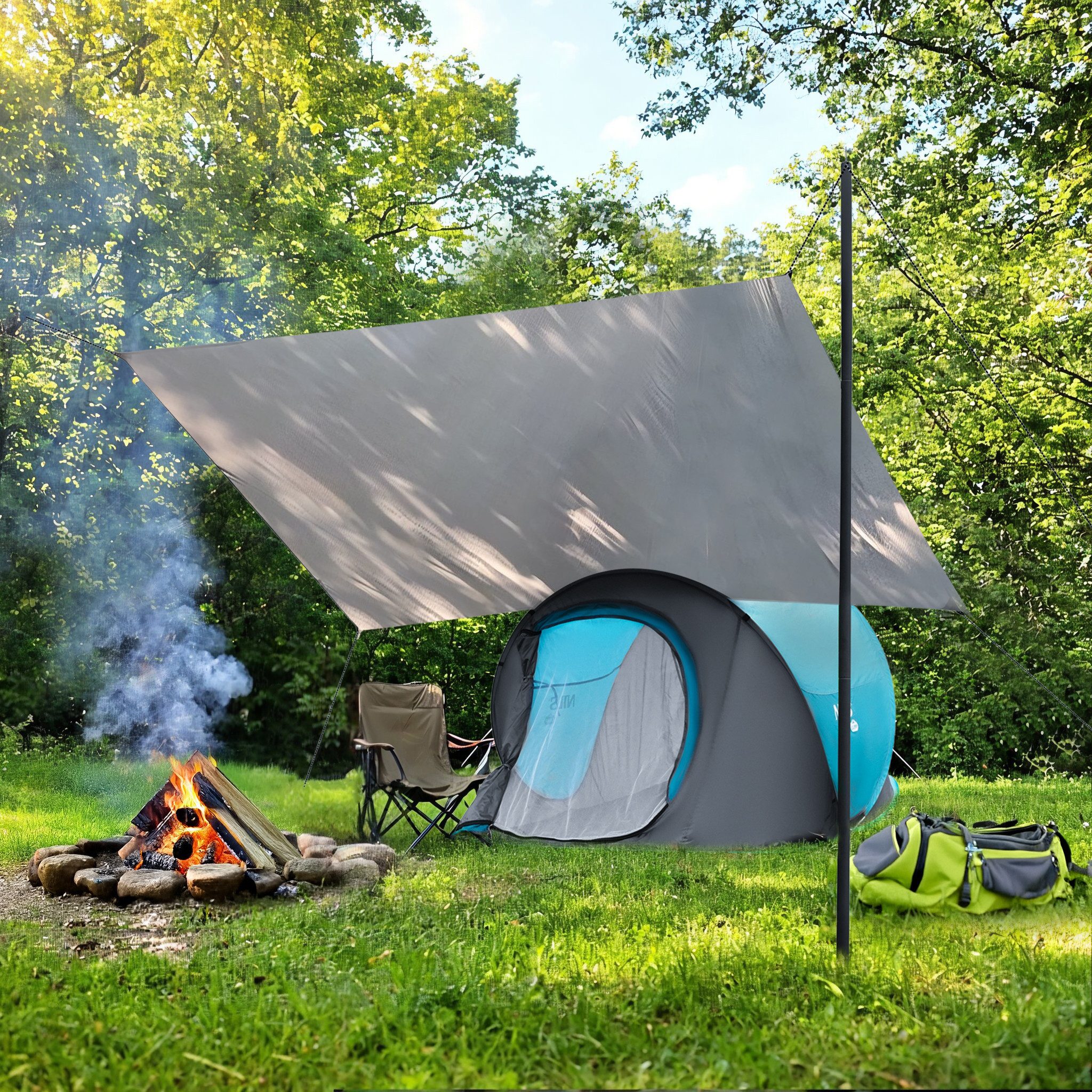 NILS CAMP Tarp-Zelt Sonnensegel Regenplane Campingplane, (Spar-Set, 1 tlg., 230 x 140 cm wasserdicht), wasserdicht, UV-Schutz, PU-Beschichtung, leicht