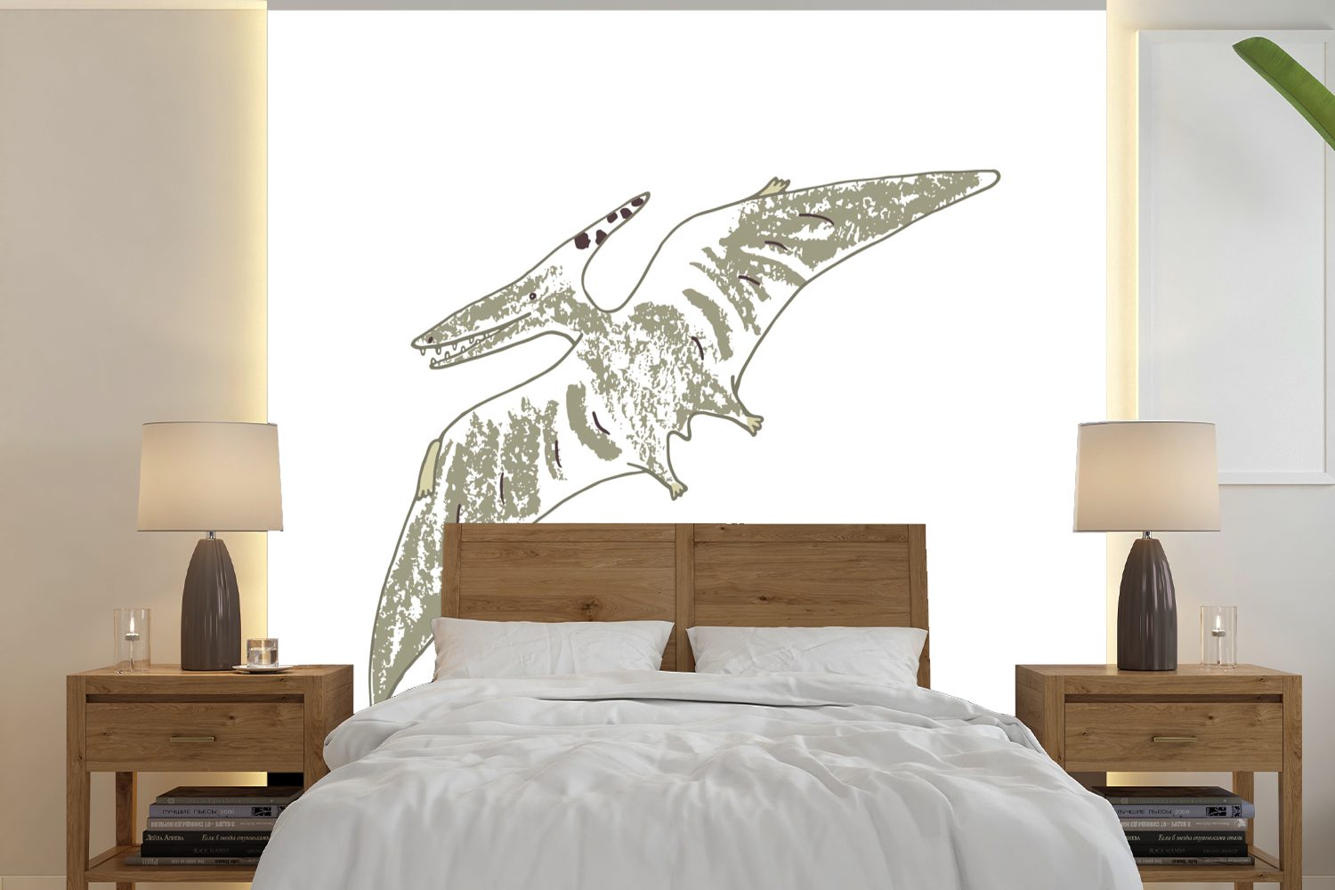 MuchoWow Fototapete Kinderzimmer - Pteranodon - Dinosaurier - Jungen - Mädchen - Kinder -, Matt, bedruckt, (5 St), Vinyl Tapete für Wohnzimmer oder Schlafzimmer, Wandtapete