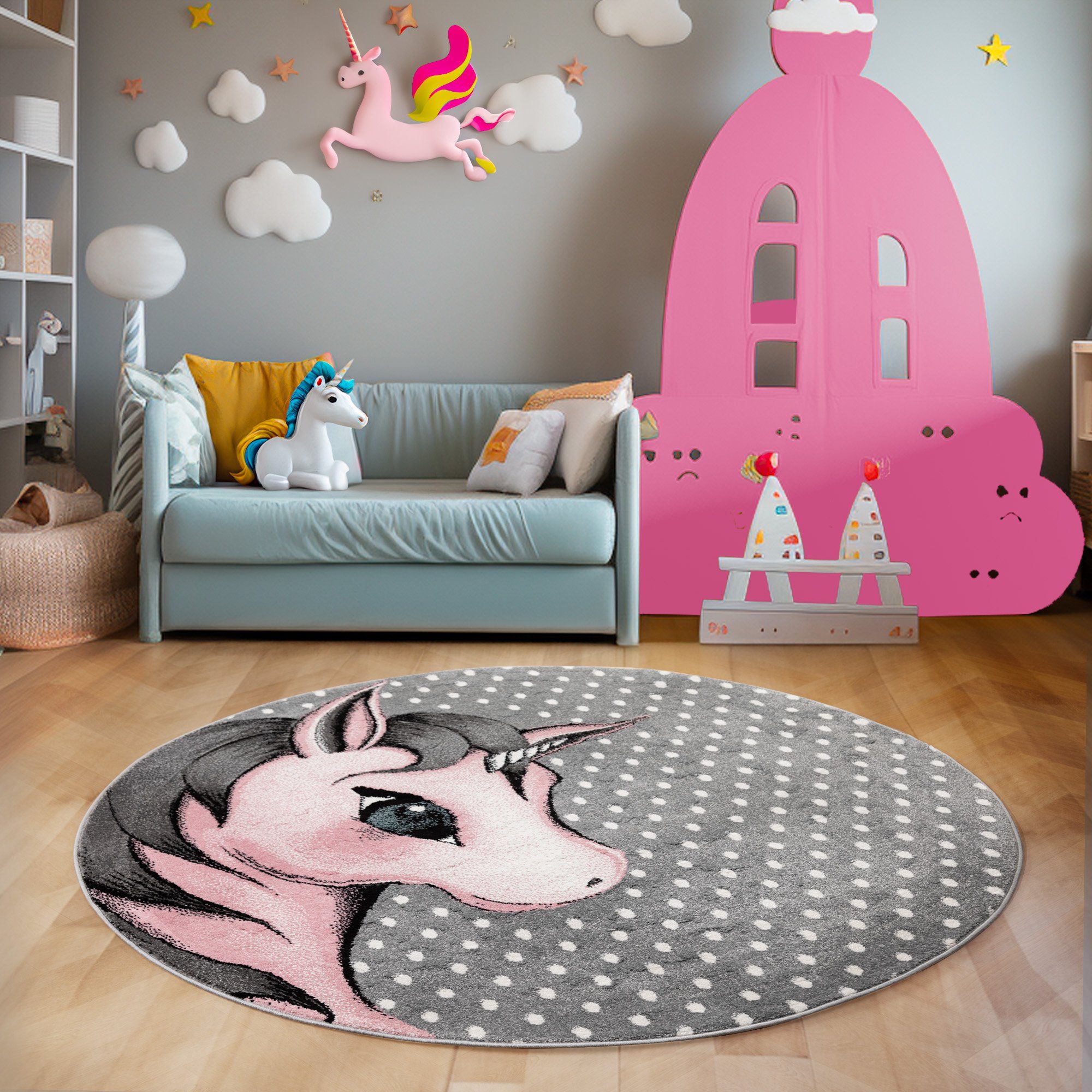 SIMPEX24 Teppich Einhorn Design, Läufer, Höhe: 11 mm, Kinderteppich Einhorn günstig online kaufen